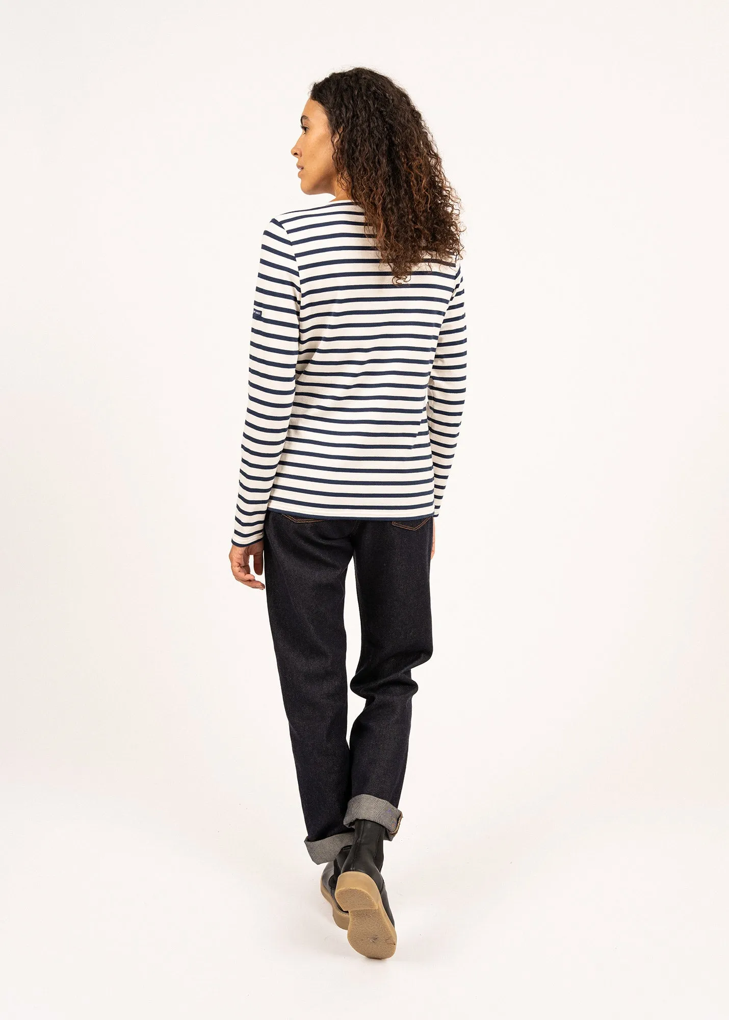 Marinire Minquidame - coupe droite, en coton lger (ECRU/MARINE)