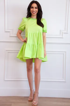 Meaningful Moment Ruffle Dress: Lime