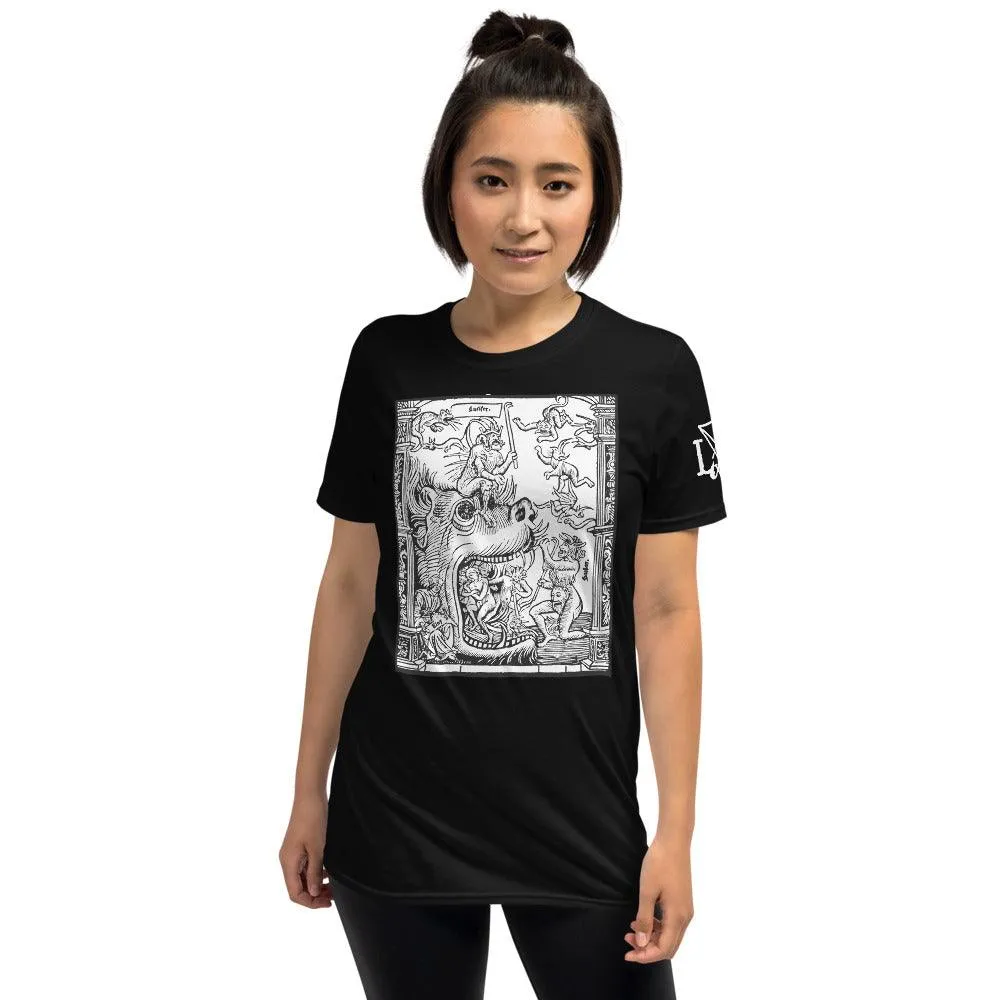 Medieval Lucifer and Satan before Hell Short sleeve t-shirt