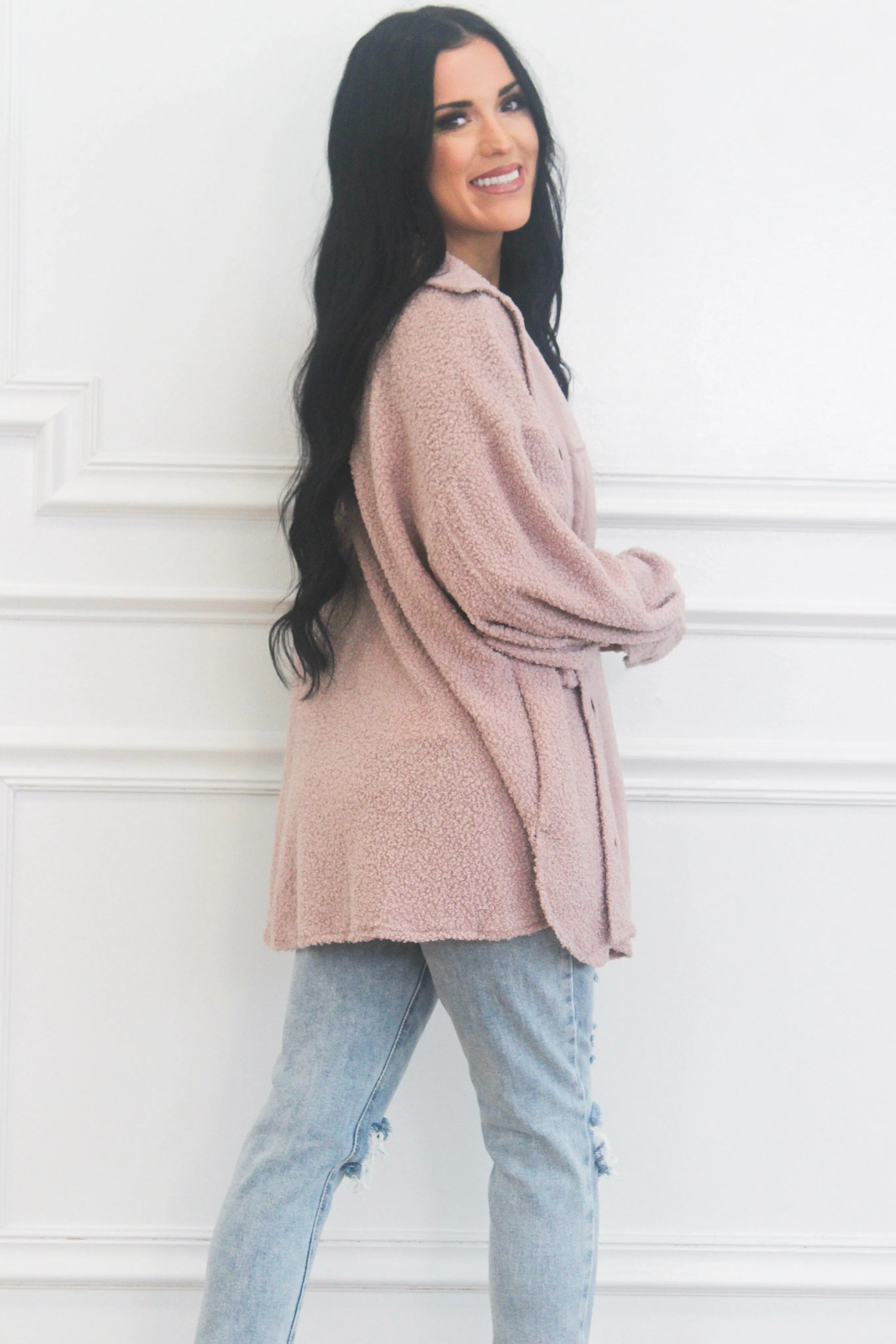 Meet Me Here Lightweight Shacket: Dusty Blush
