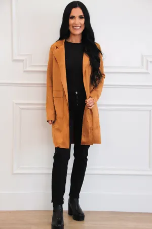 Minka Suede Long Jacket: Cognac
