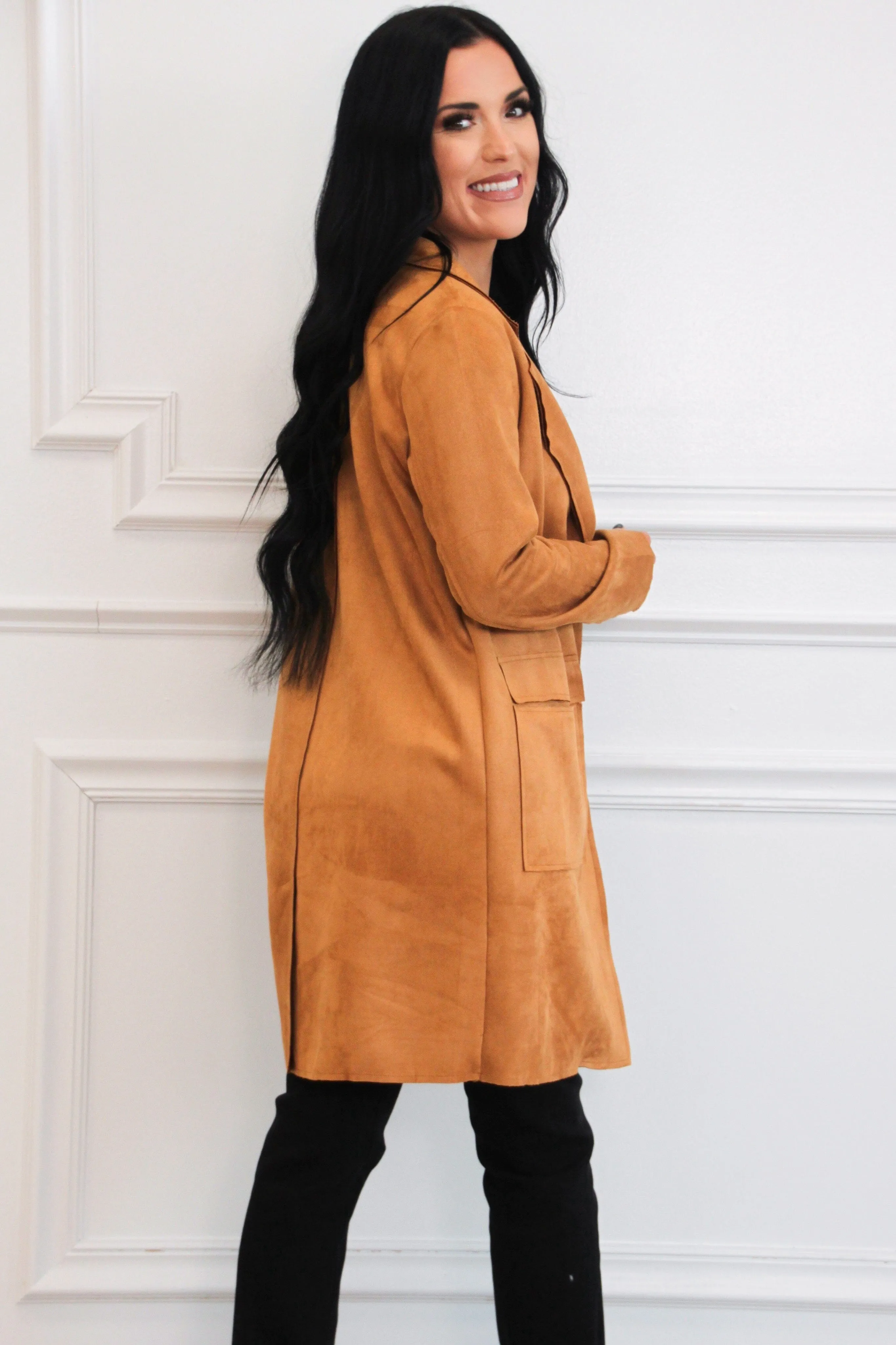 Minka Suede Long Jacket: Cognac
