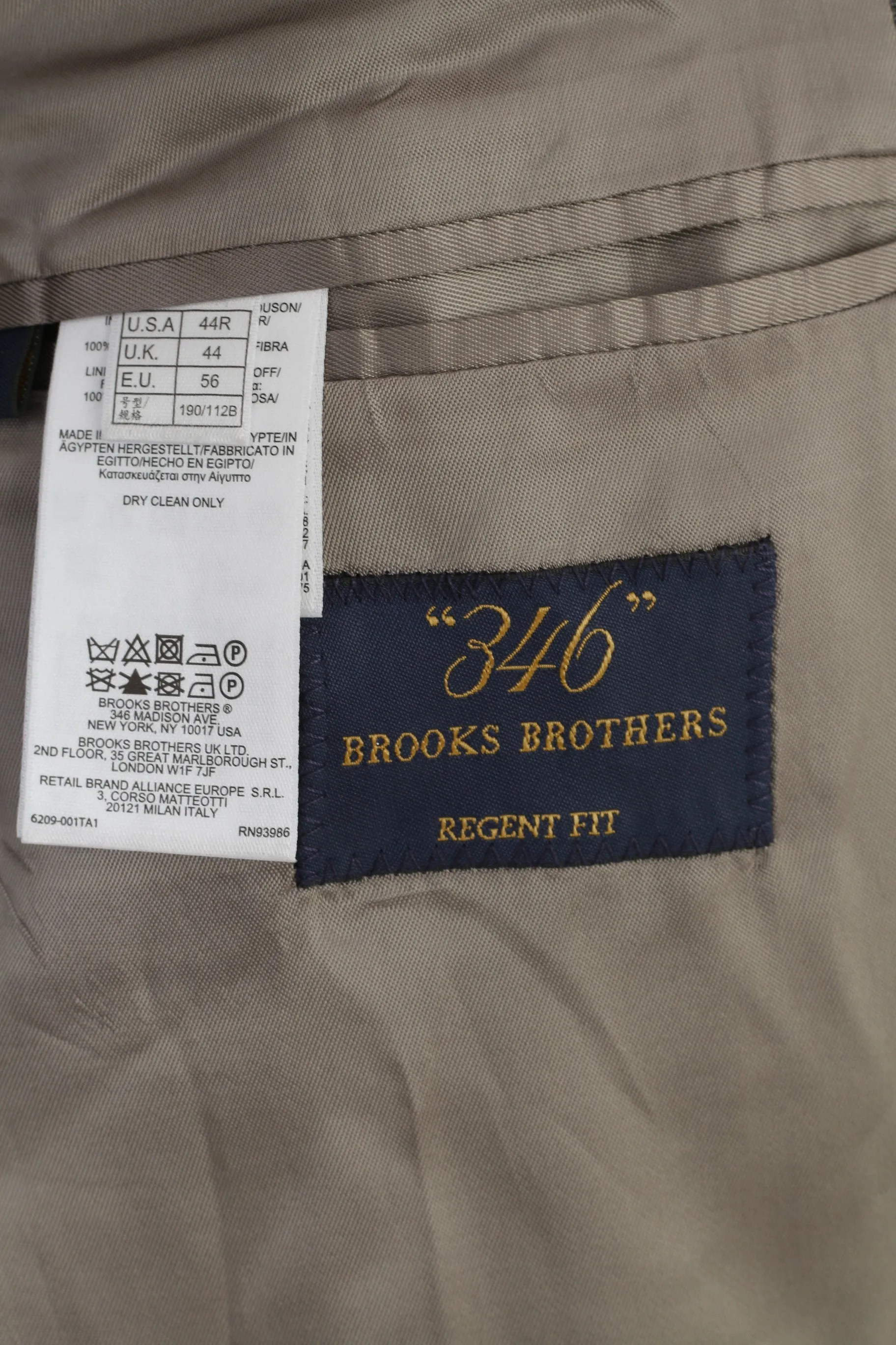 NEW Brooks Brothers Men 44 Blazer Grey Checkered Breasted Regent Fit Linen 346 Jacket
