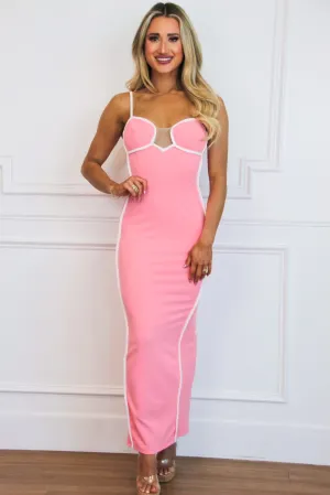 Nia Colorblock Bodycon Maxi Dress: Pink