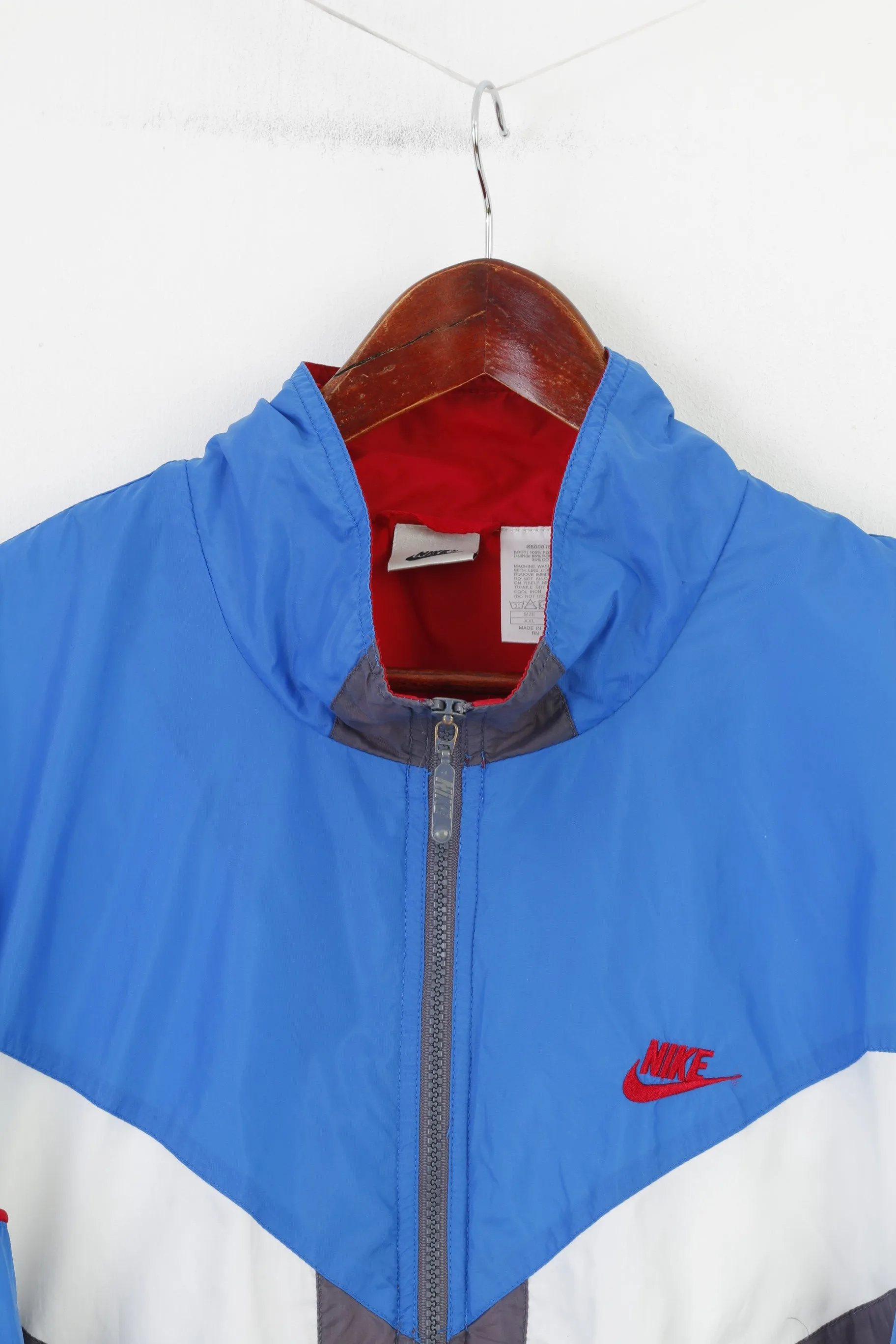 Nike Men XXL Jacket Blue Vintage 90s Full Zipper Sportswear Oldschool Bomber Top