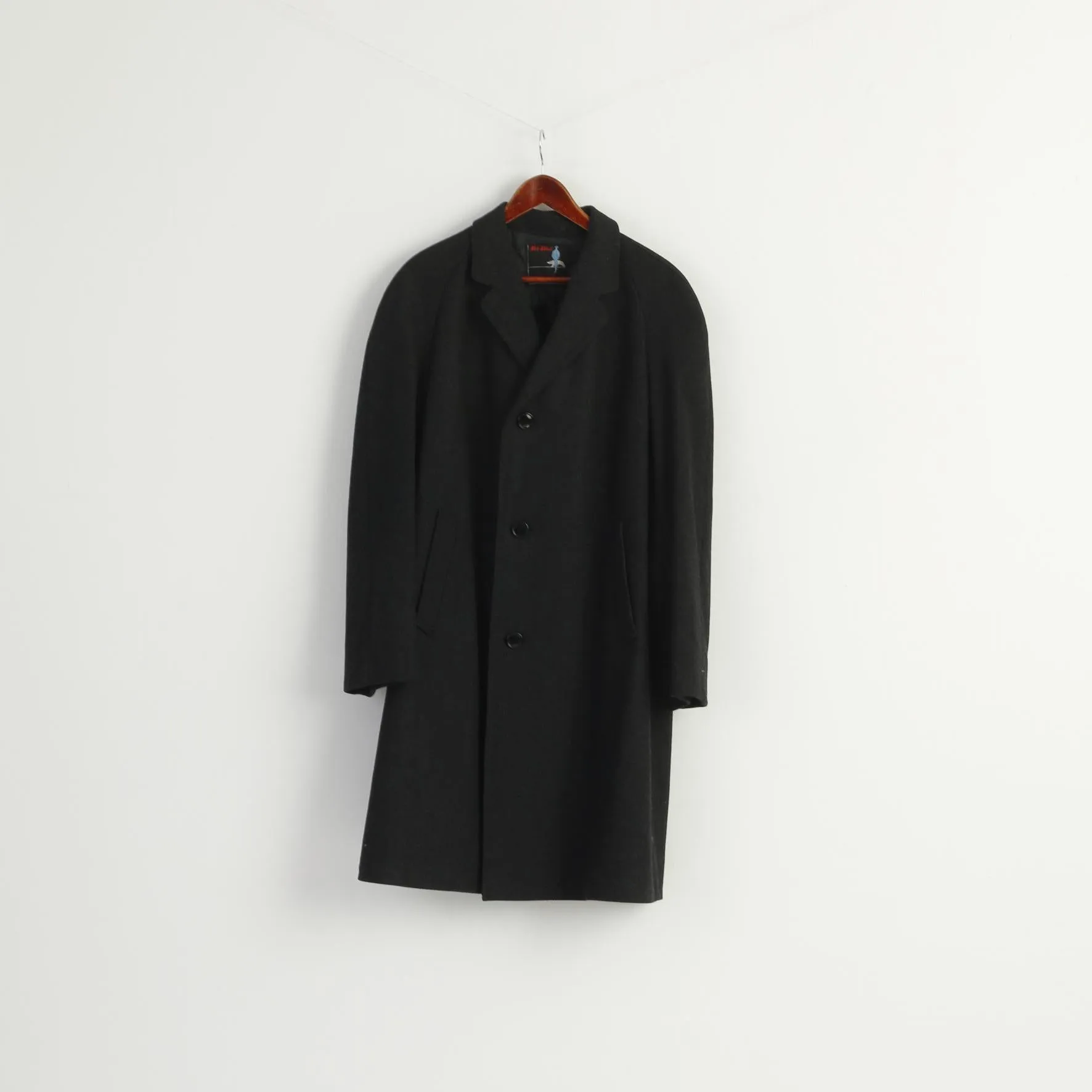 Norwind Men M Coat Charcoal Wool Made in Norway Classic Single Breasted Top