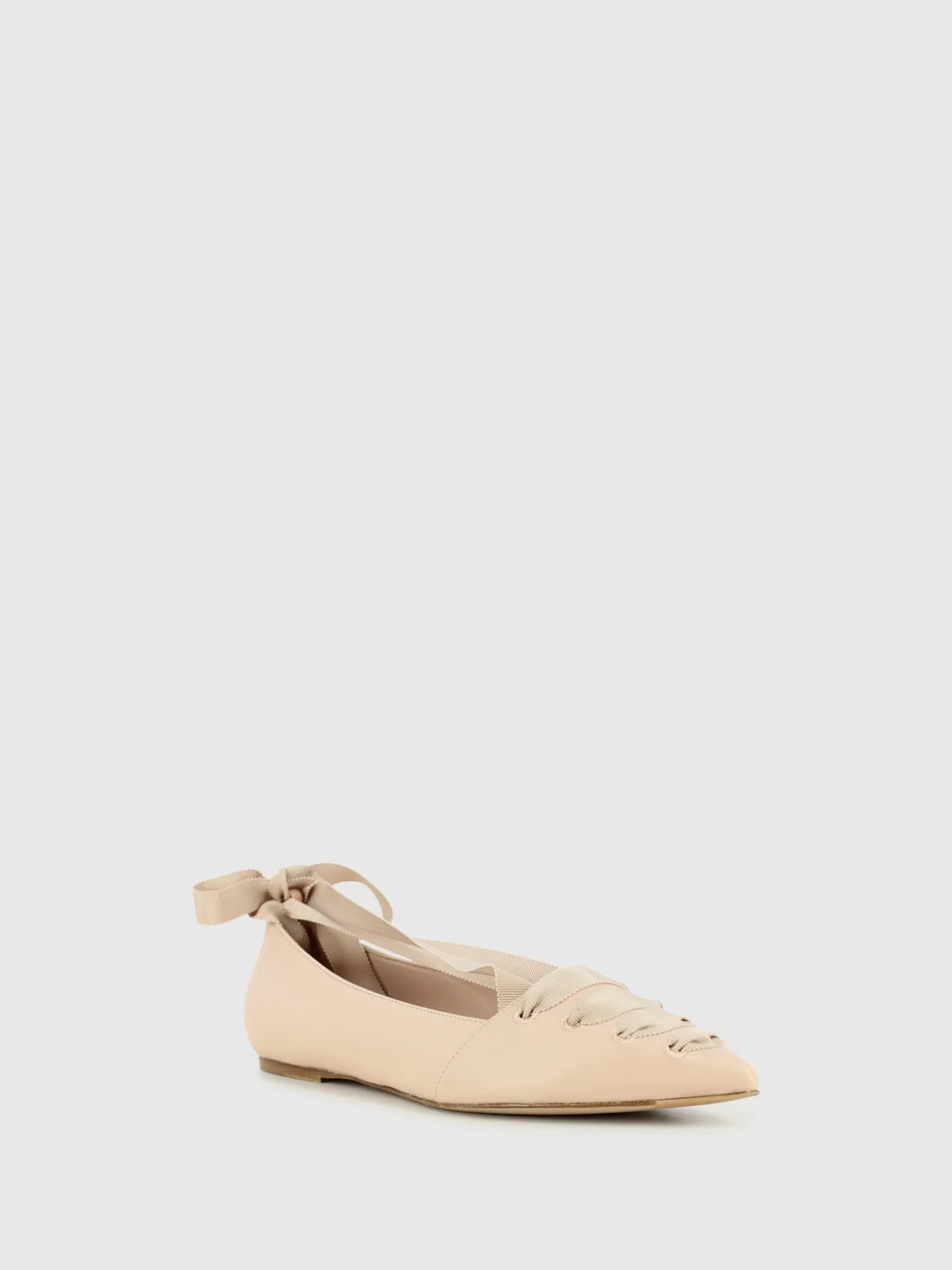 Nude Lace-up Ballerinas