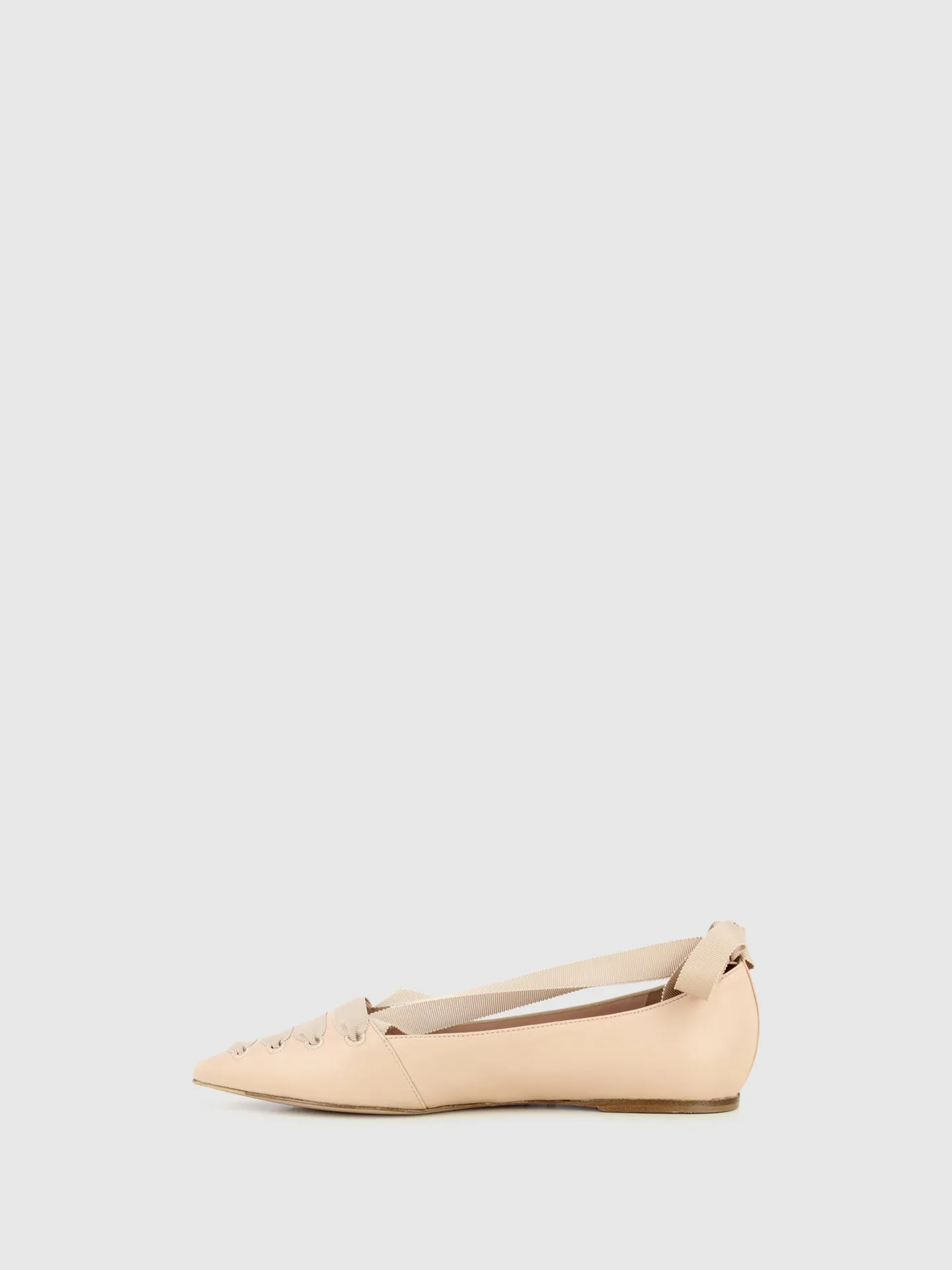 Nude Lace-up Ballerinas