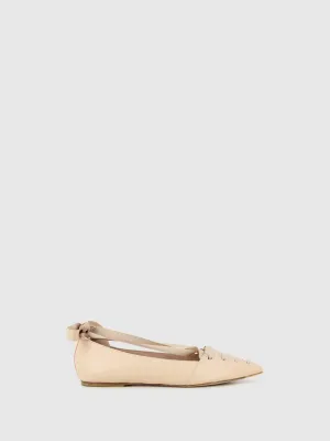 Nude Lace-up Ballerinas