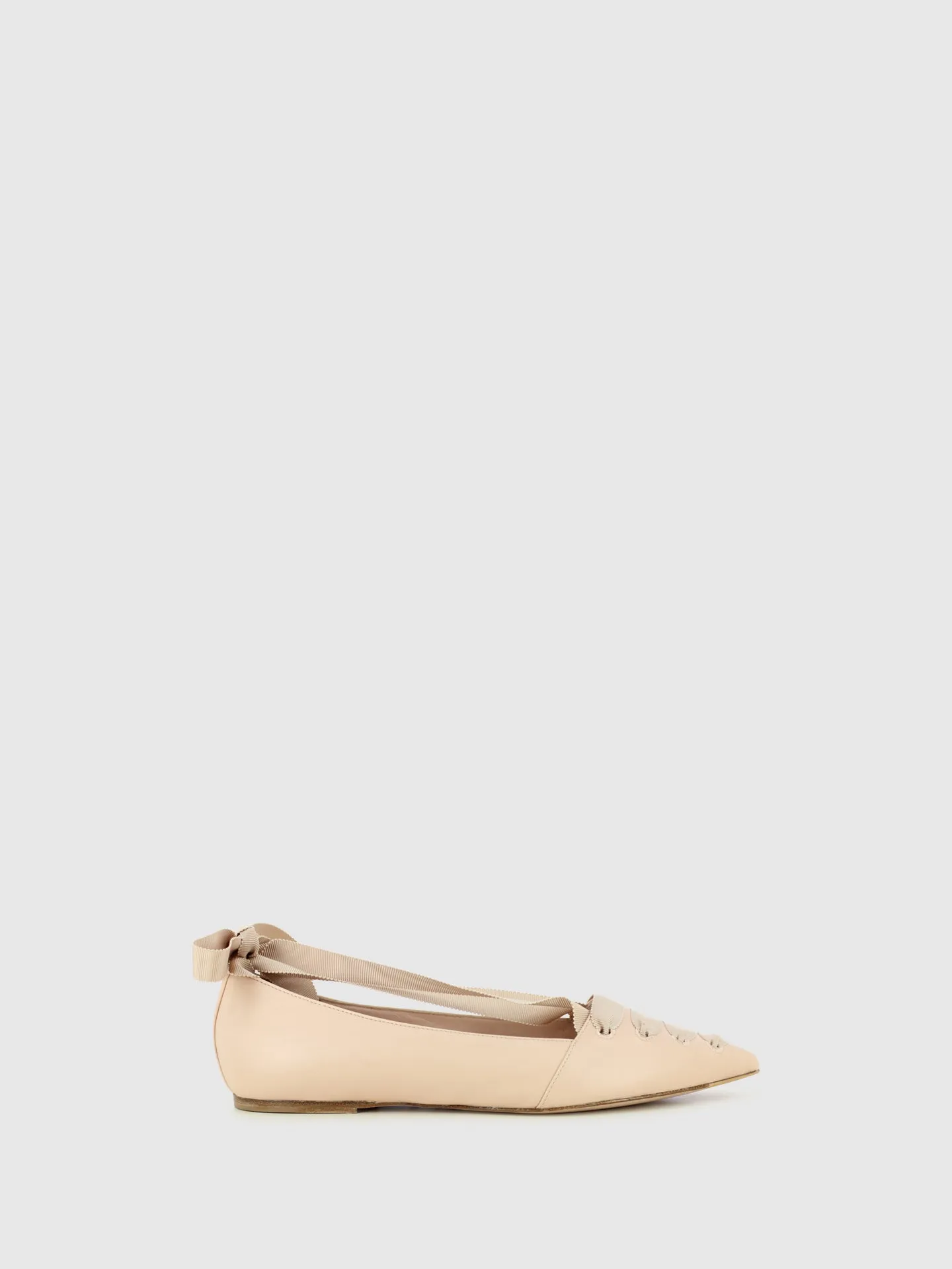 Nude Lace-up Ballerinas