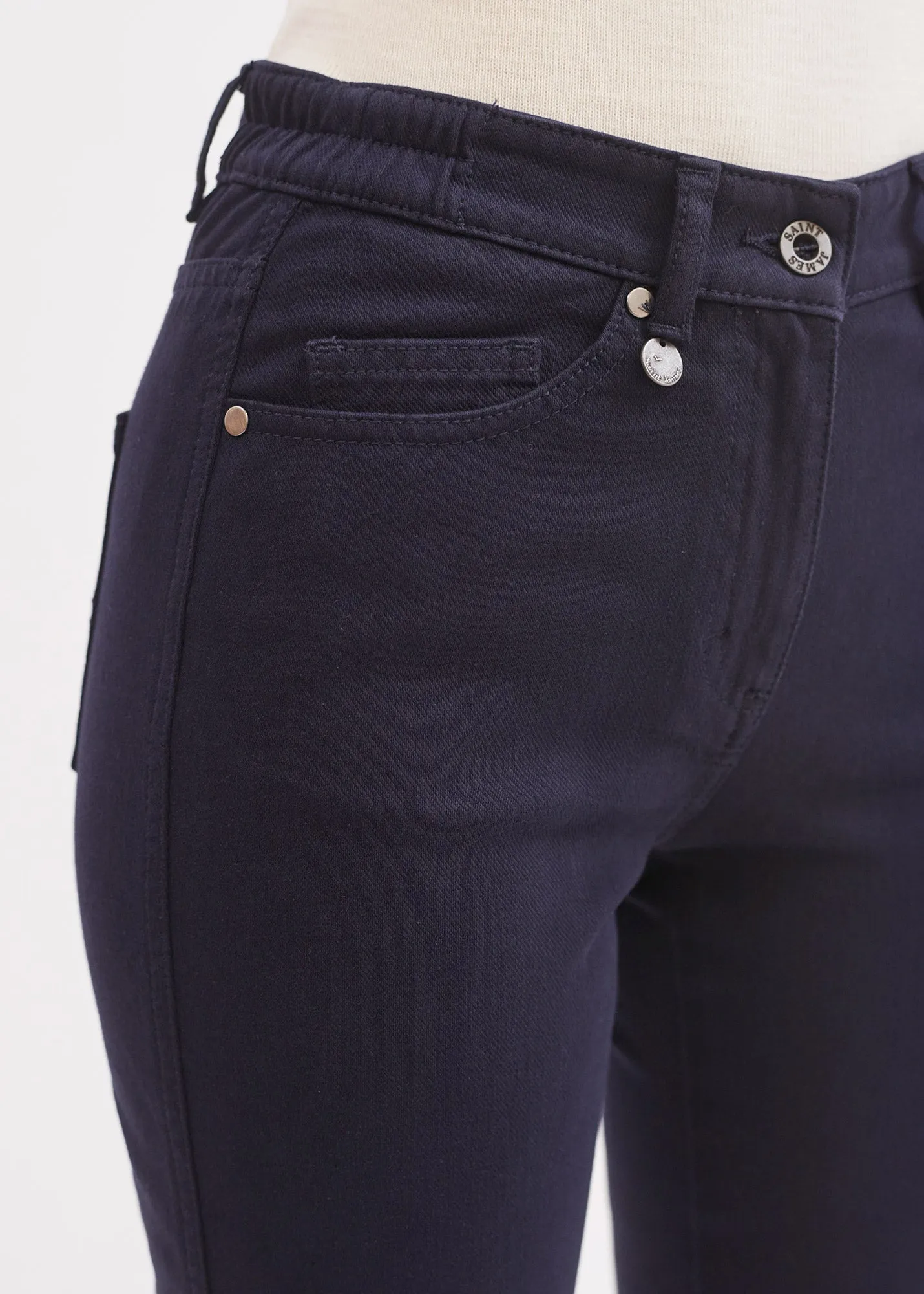 Pantalon droit Patricia - taille lastique (NAVY)