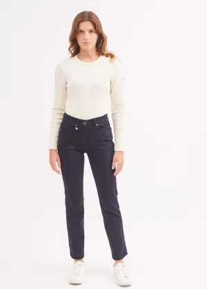 Pantalon droit Patricia - taille lastique (NAVY)