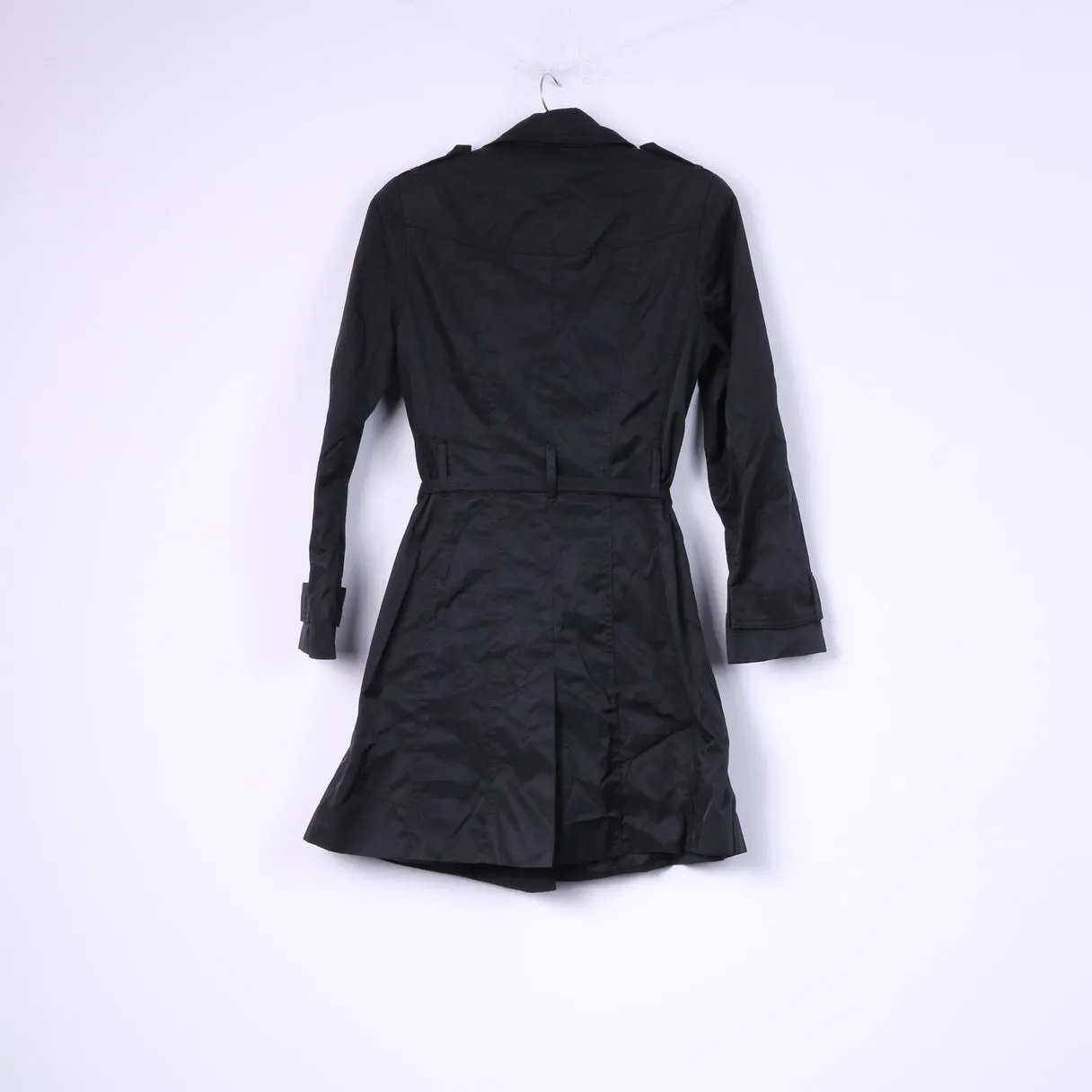 Petite Collection Debenhams Women 10 S Coat Black Full Zipper Shoulder Pads Cotton