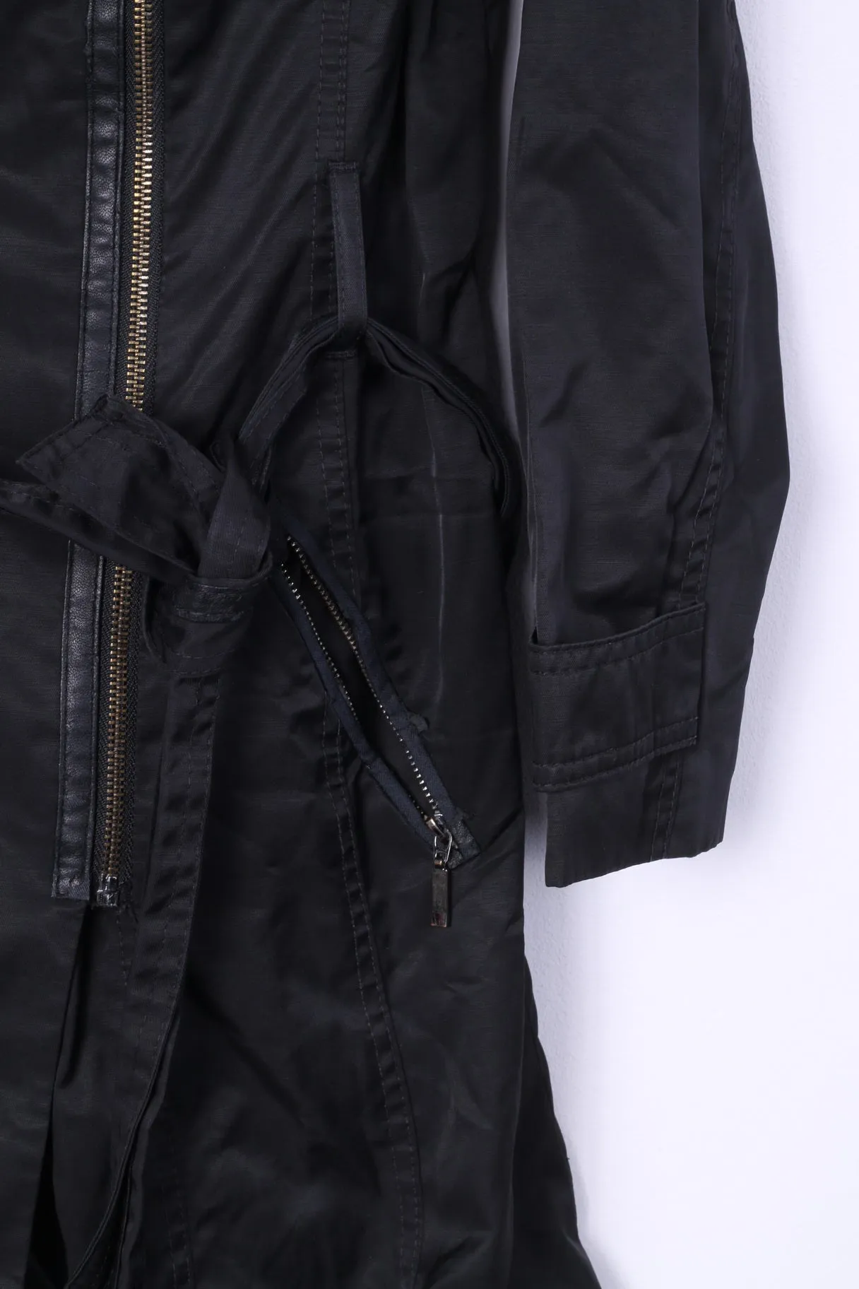 Petite Collection Debenhams Women 10 S Coat Black Full Zipper Shoulder Pads Cotton