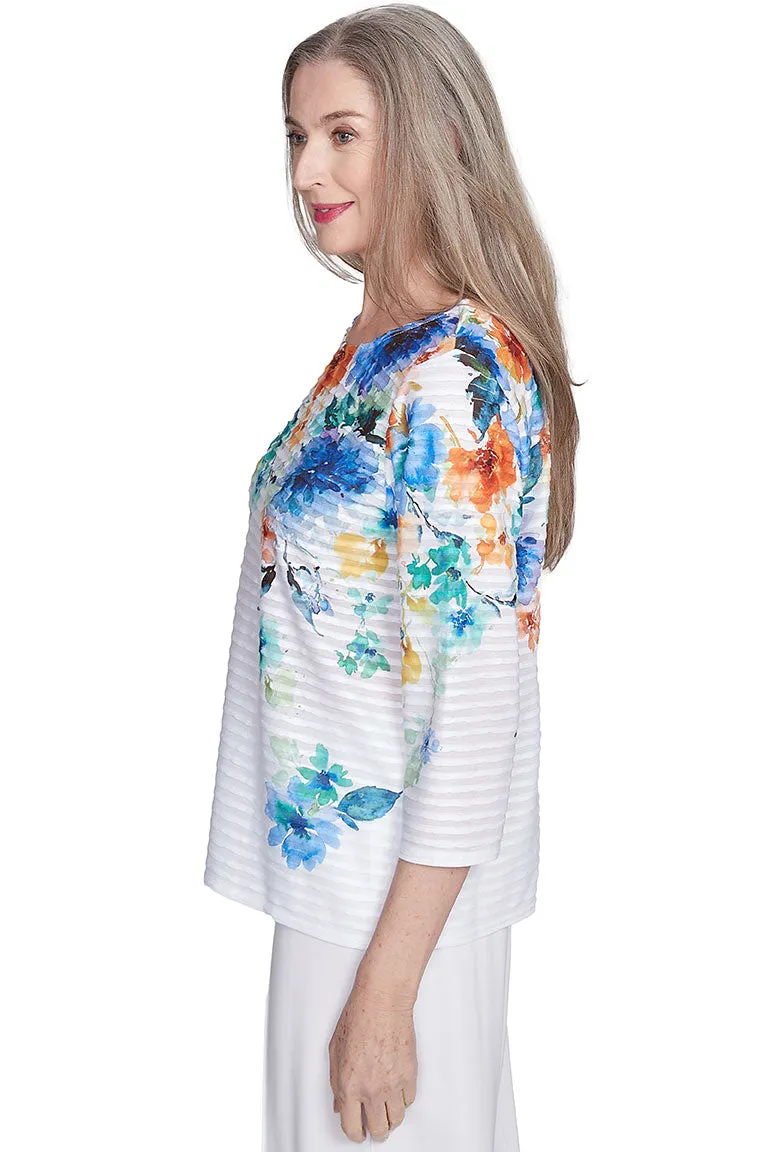 Petite Natucket Watercolor Ribbed Top