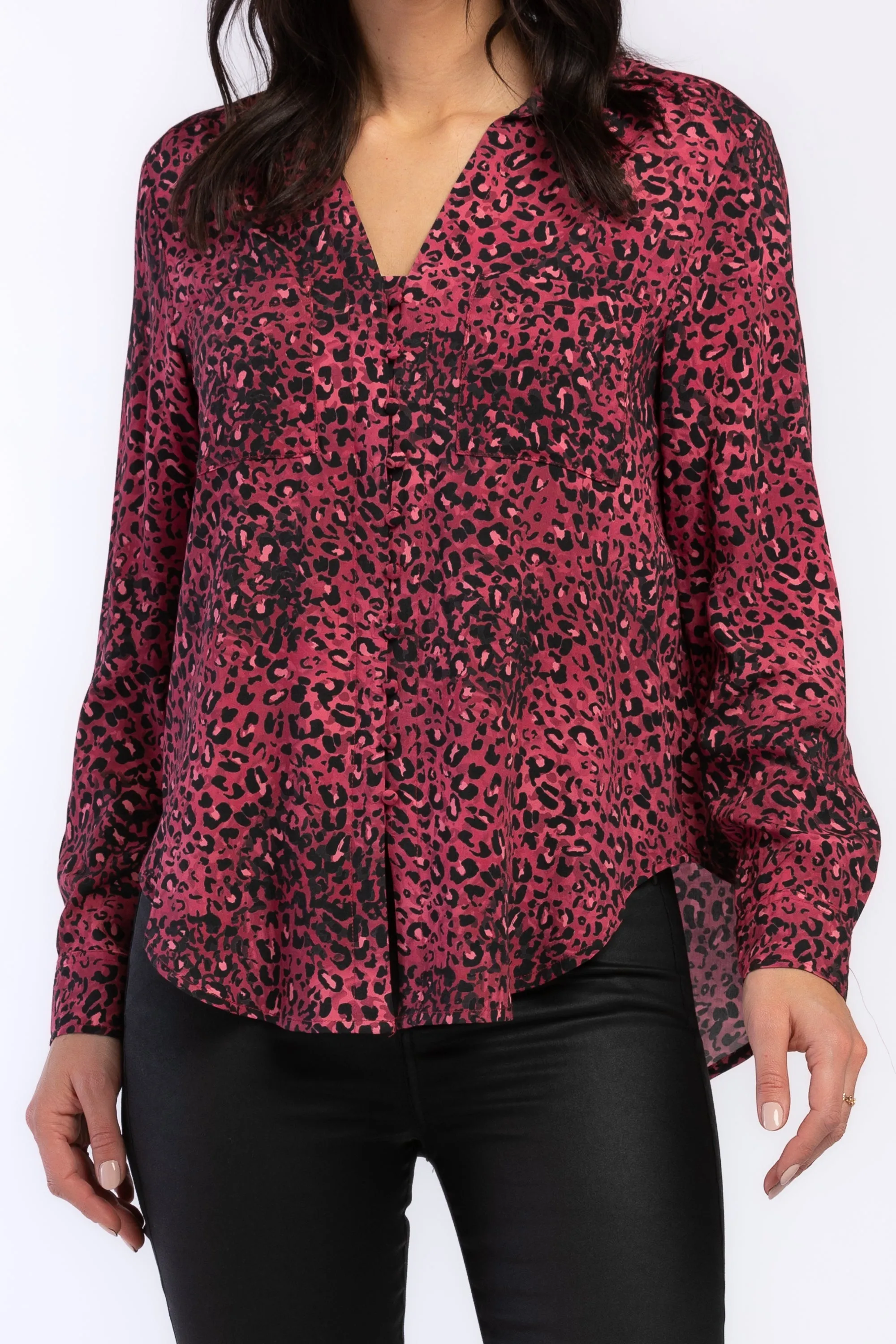 Premium Quality Eleni Long Sleeve Loop Button Down Closure Chest Patch Pockets Rounded Hem  Dont Miss Out!
