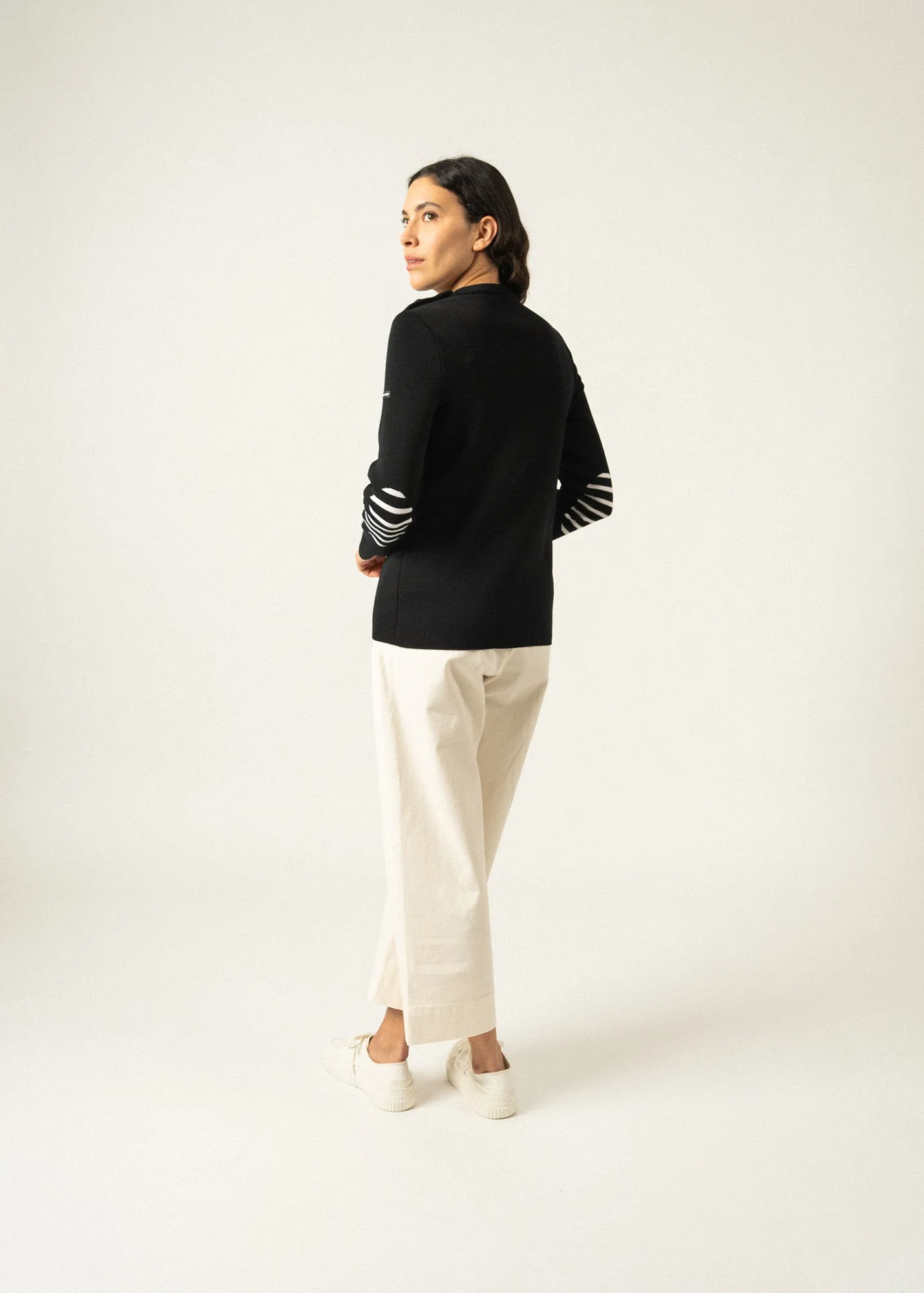 Pull marin uni Brganon - en laine (NOIR)
