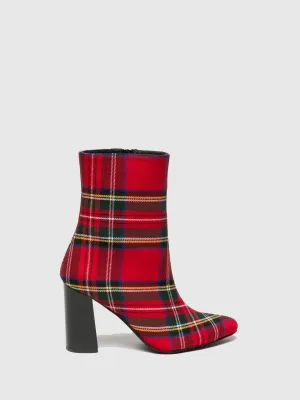 Red Zip Up Ankle Boots