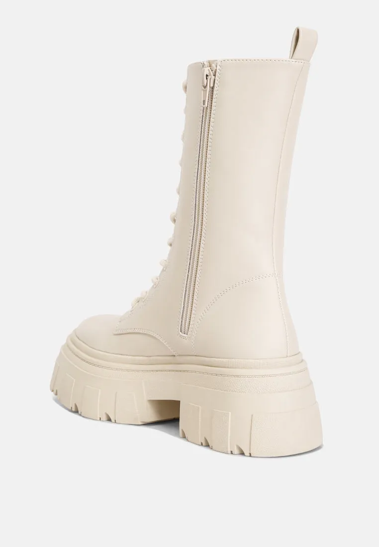 Reformation tatum faux leather combat chunky boots
