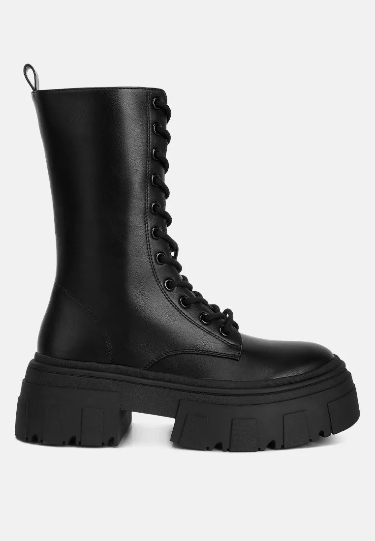 Reformation tatum faux leather combat chunky boots