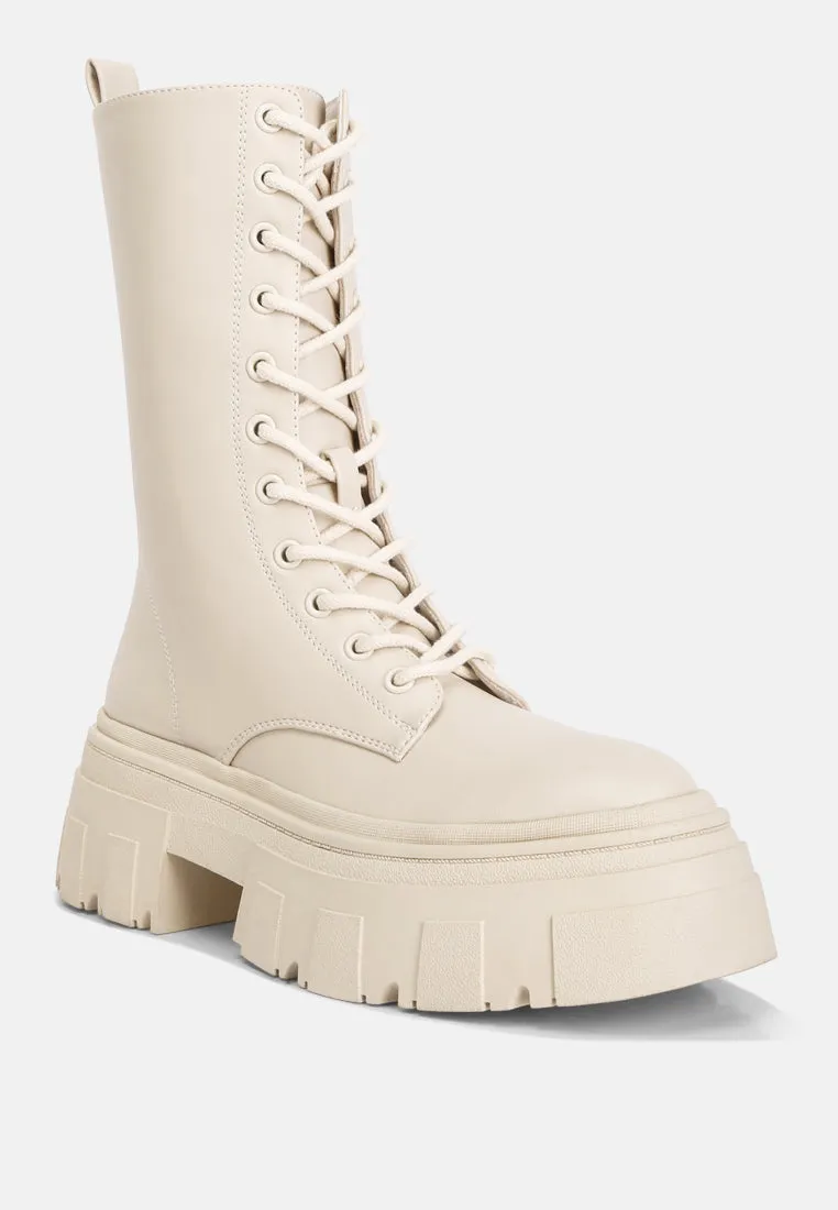 Reformation tatum faux leather combat chunky boots