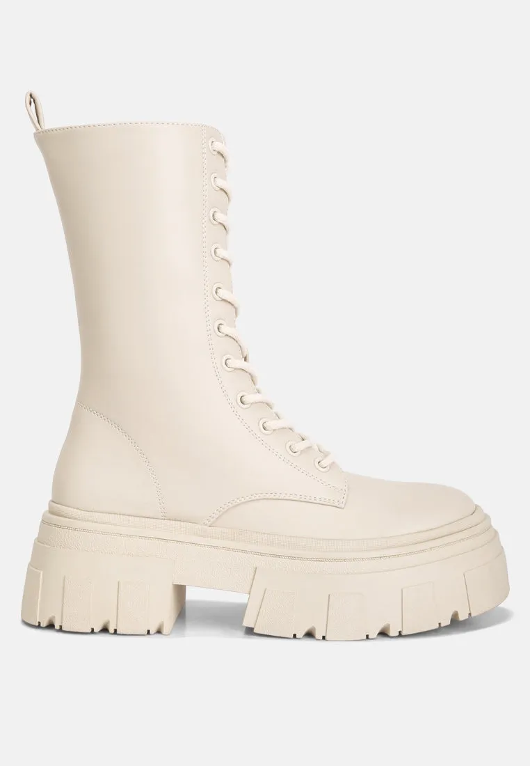 Reformation tatum faux leather combat chunky boots