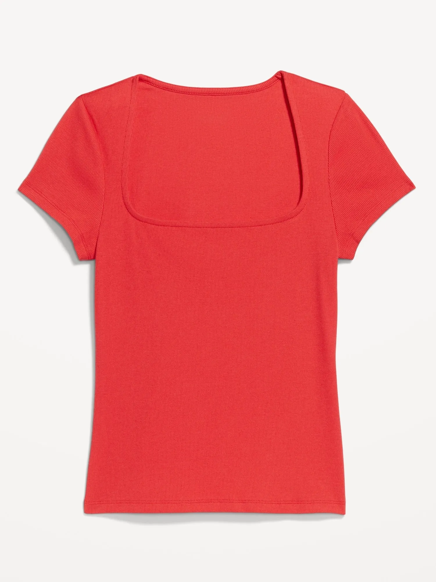 Ribbed Square-Neck T-Shirt