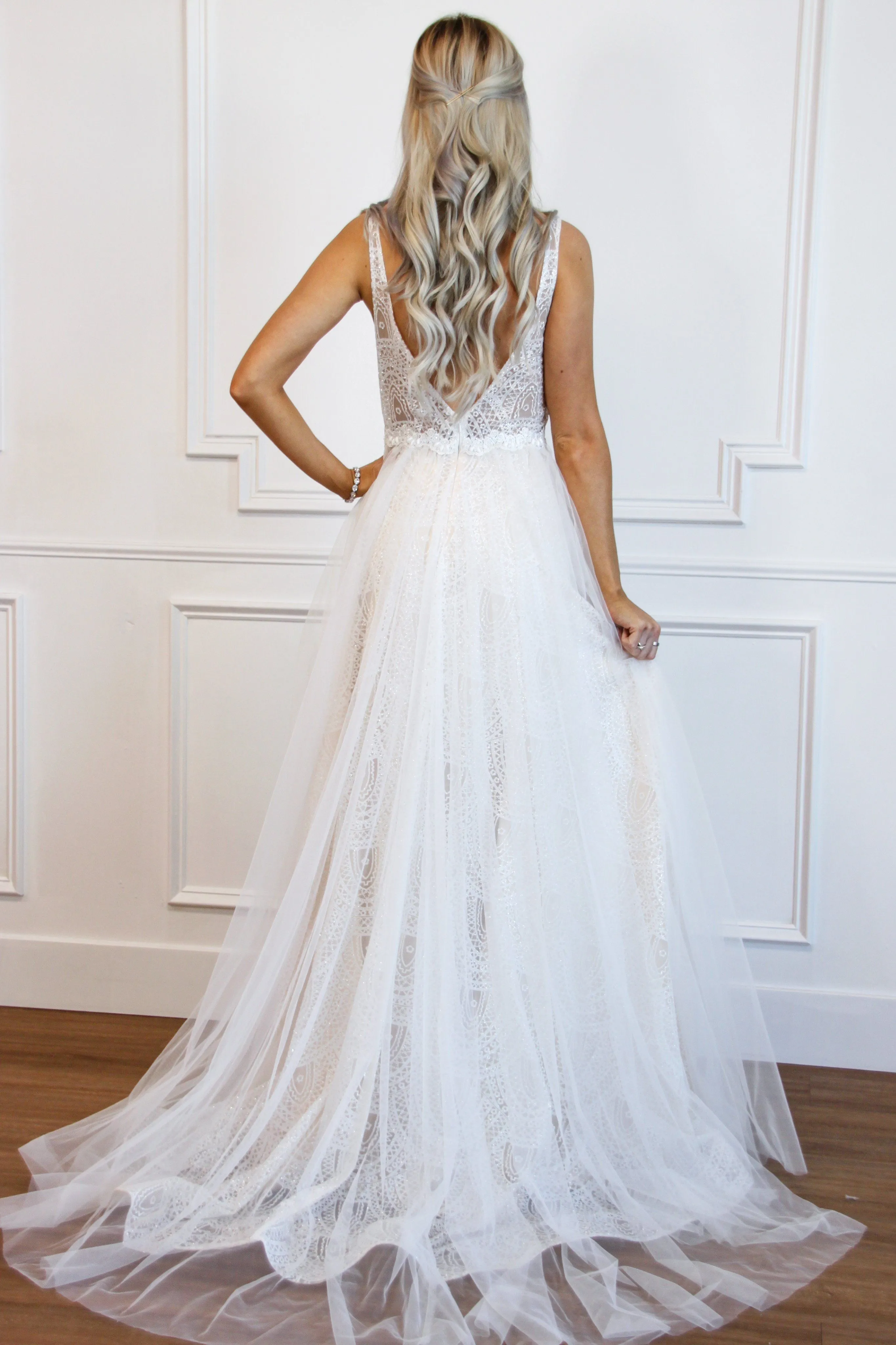 Say I Do Lace Wedding Dress: Ivory/Nude