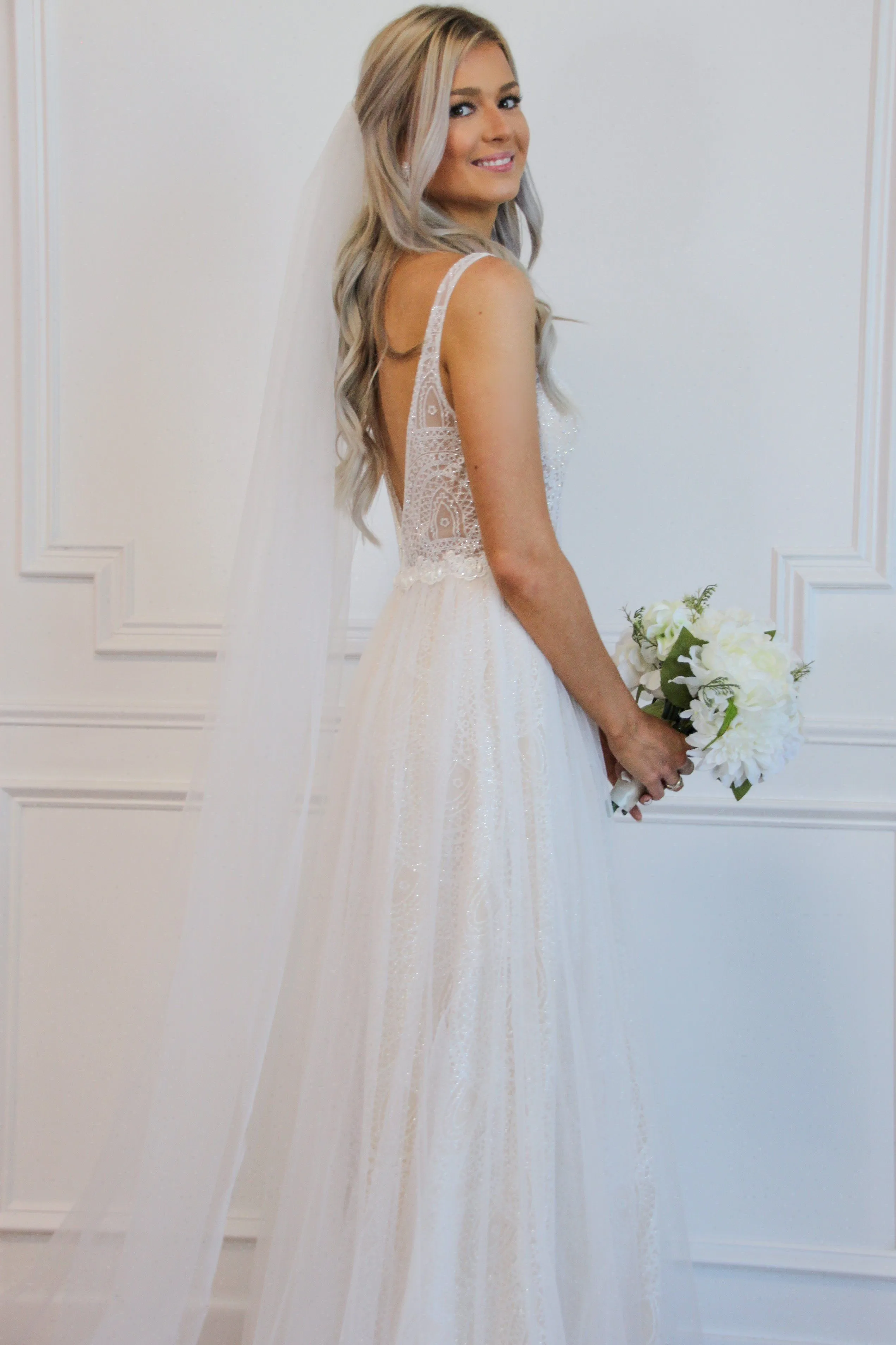 Say I Do Lace Wedding Dress: Ivory/Nude