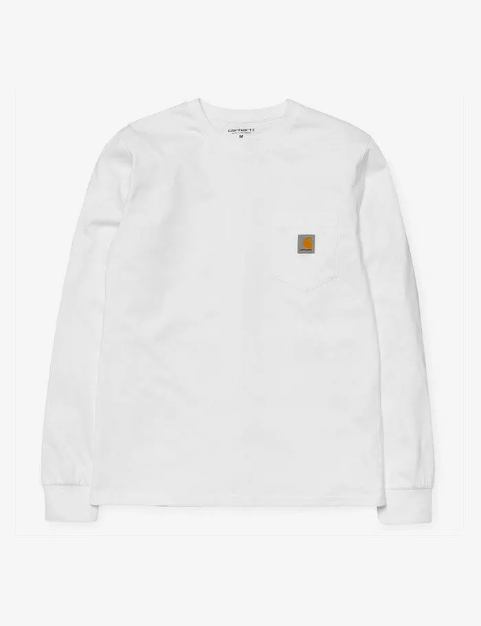 Selling Fast Carhartt-WIP Pocket Long Sleeve T-Shirt - White  Last Chance!