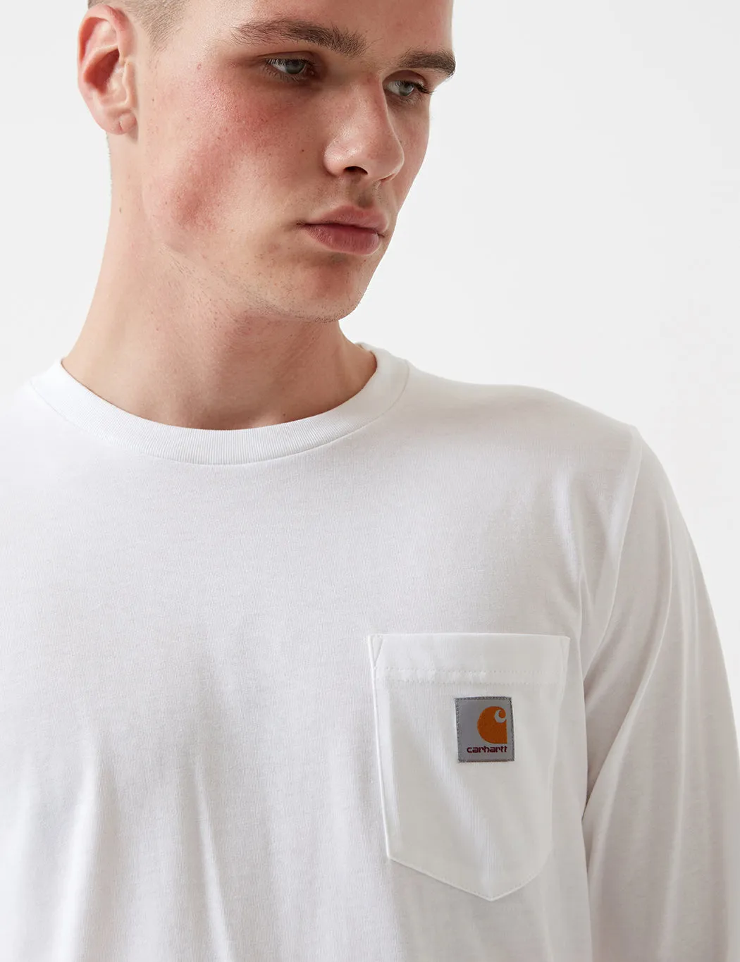 Selling Fast Carhartt-WIP Pocket Long Sleeve T-Shirt - White  Last Chance!