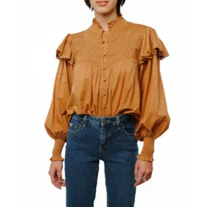 Selling Fast Mabel Smock Detail Long Sleeve Top  Today Only!