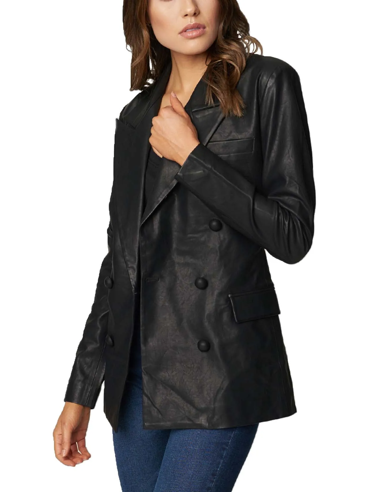 Selling Fast Sleek Vegan Leather Blazer  Almost Gone!