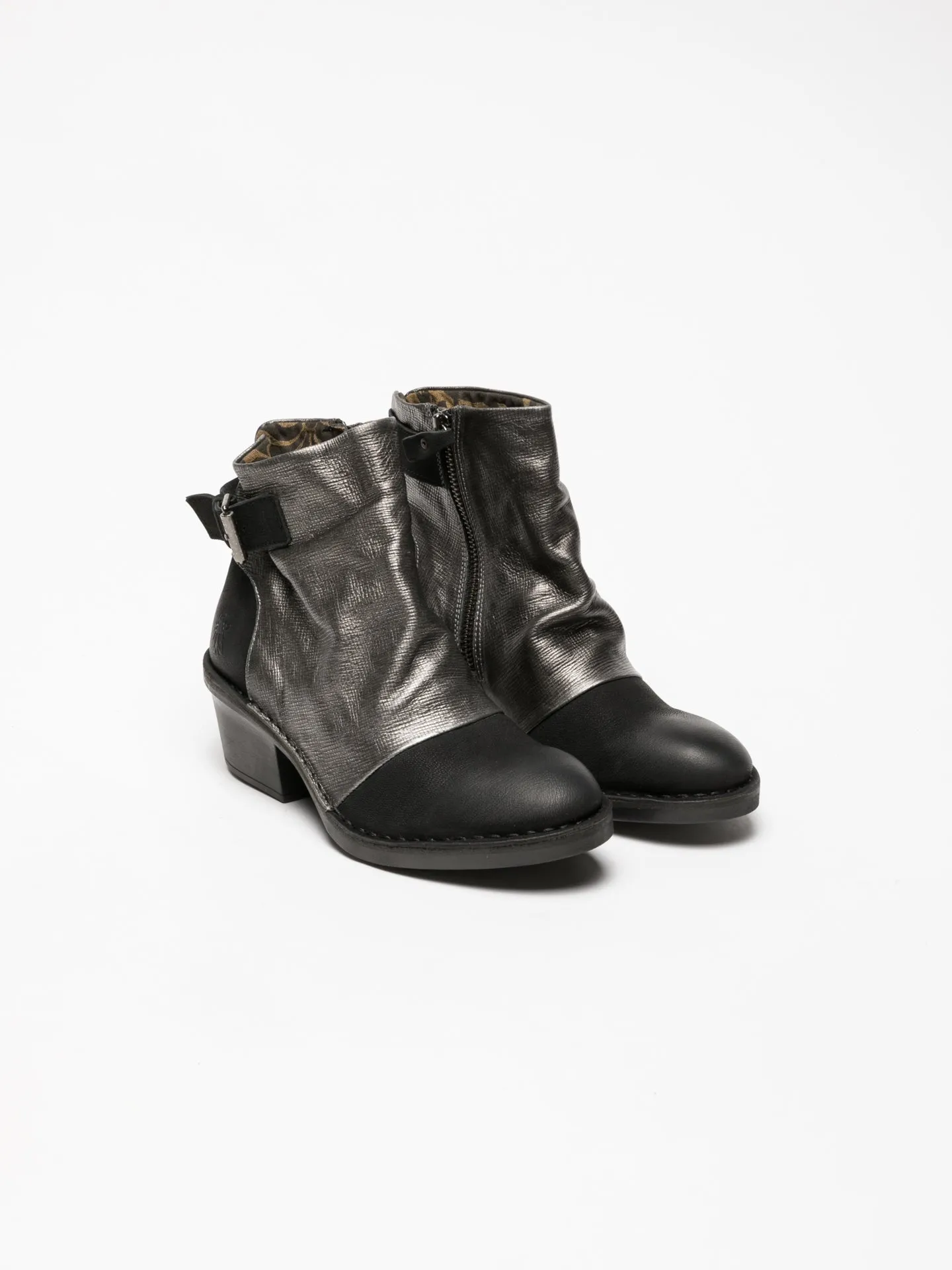 Silver Buckle Ankle Boots