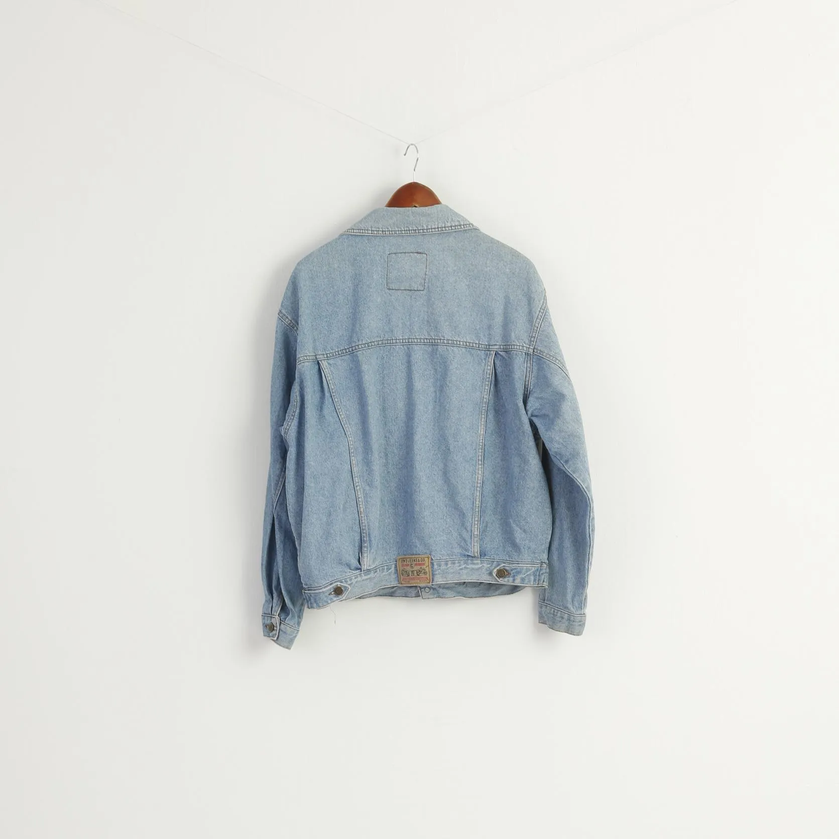 SUPER CONS Men L Denim Jacket Light Blue Cotton Vintage 90s Jeans Top