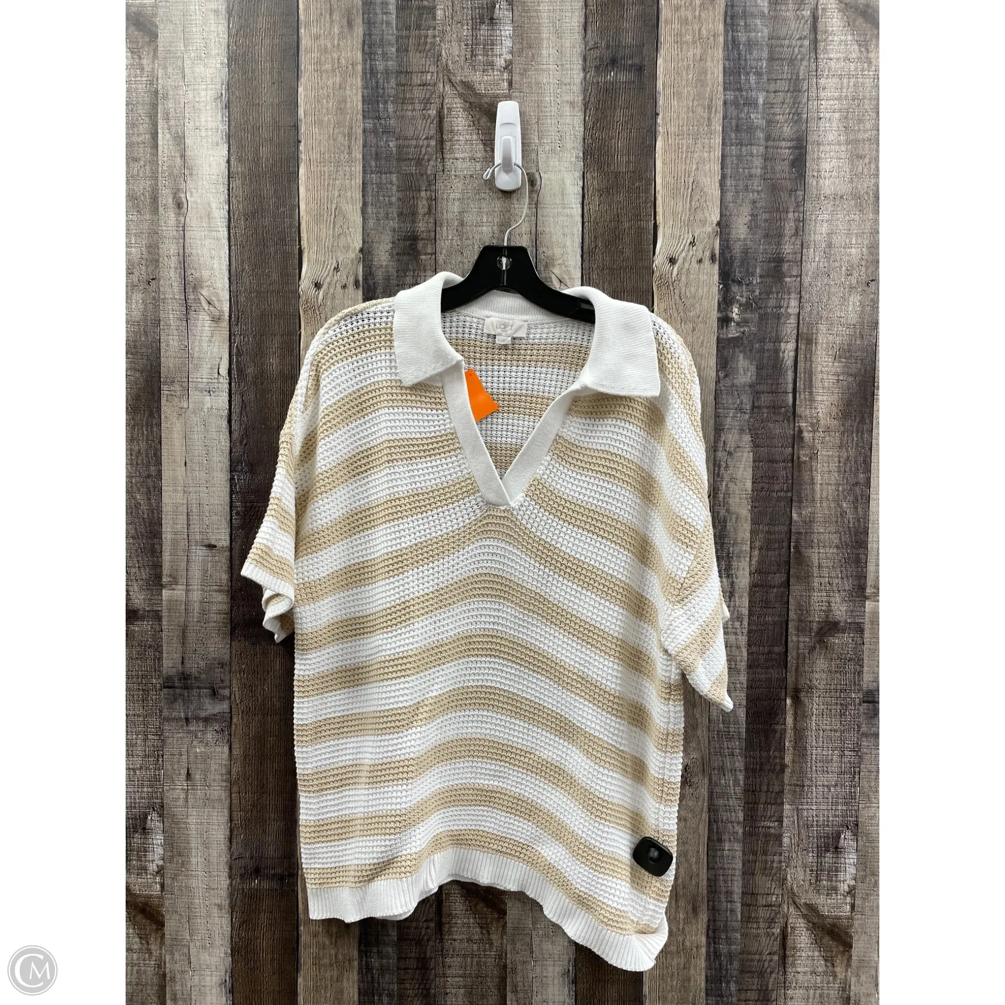 Sweater By Loft In Tan & White, Size: Xl