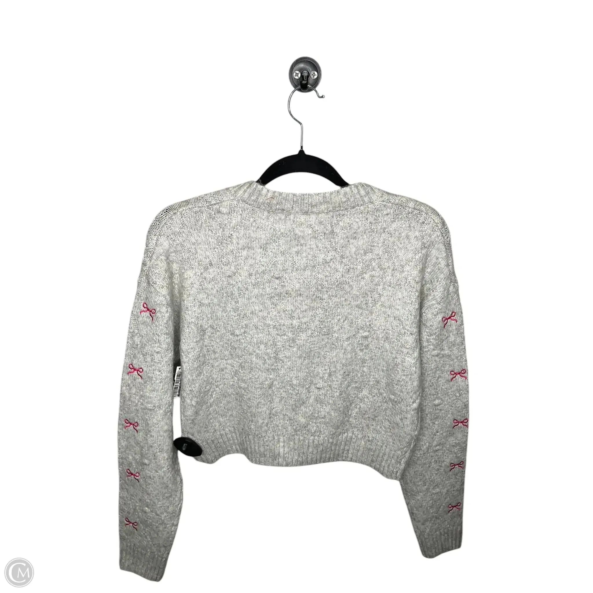 Sweater Cardigan By Jessica Simpson In Grey & Pink, Size: S