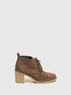 Tan Lace-up Ankle Boots