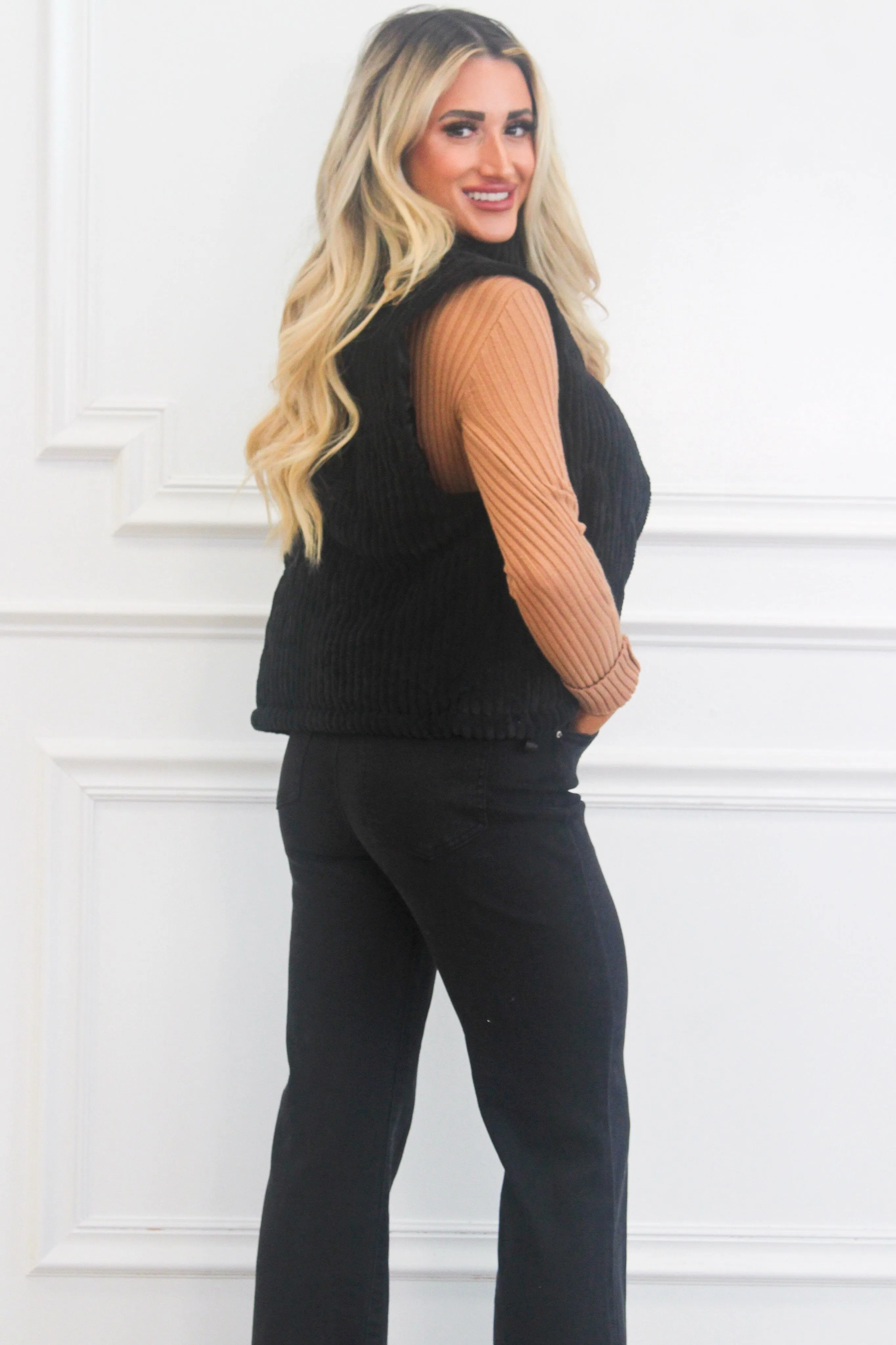 Tinslee Turtleneck Ribbed Cropped Sweater: Tan