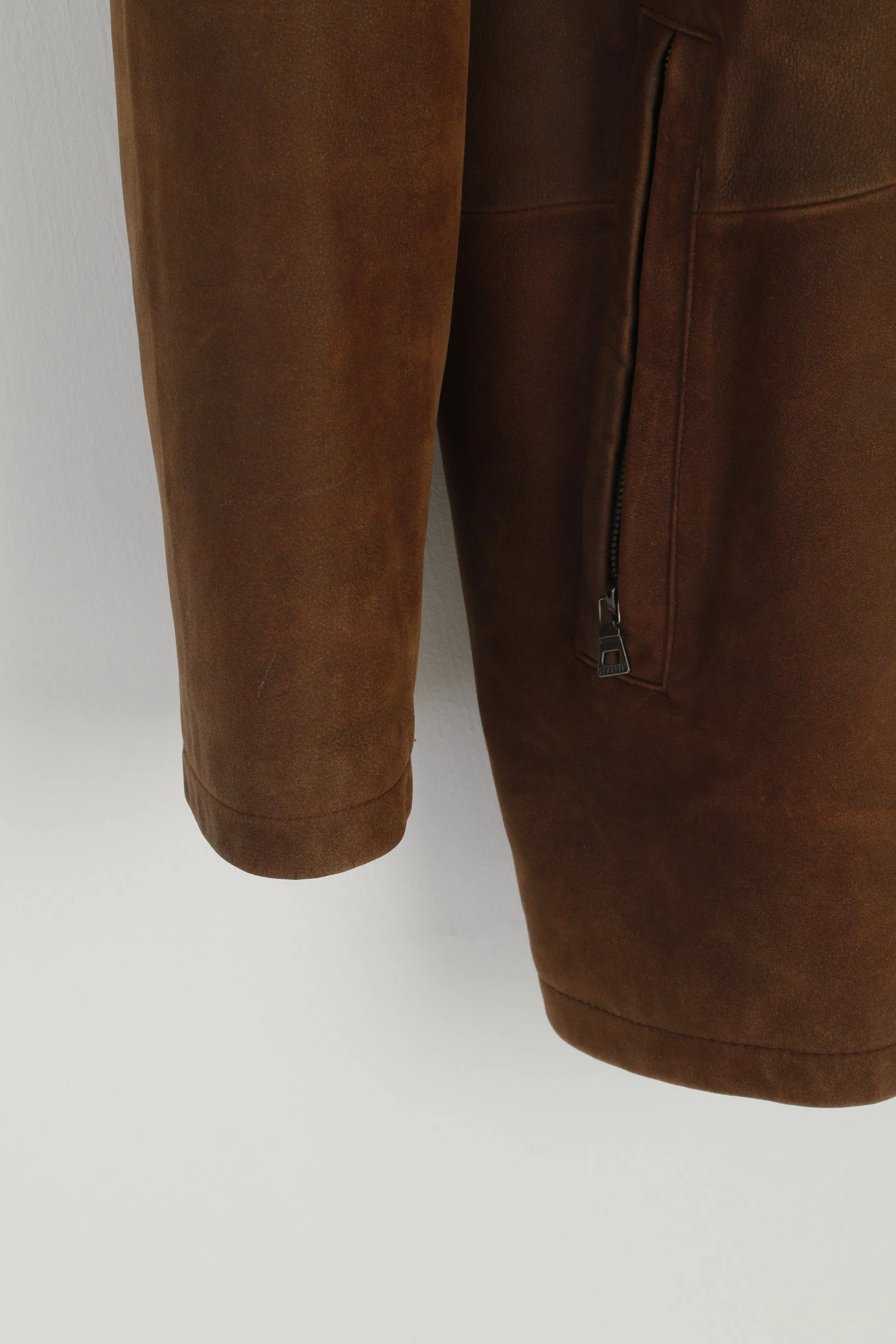 Trapper Men 52 L Leather Jacket Brown Bilbao Full Zipper Classic Orgiginal Top
