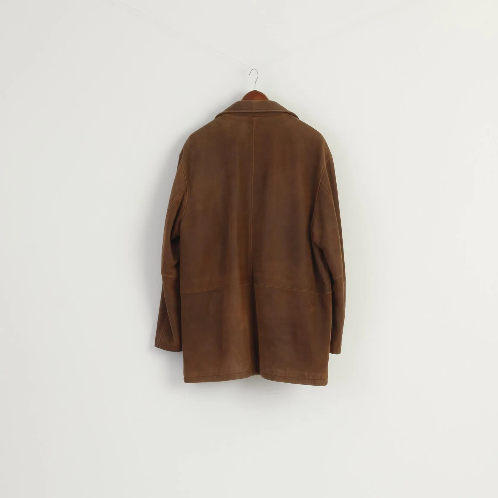 Trapper Men 52 L Leather Jacket Brown Bilbao Full Zipper Classic Orgiginal Top