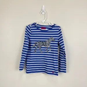 Trending Now Joules Sequin Blue Stripe Horse Shirt 7-8  Today Only!