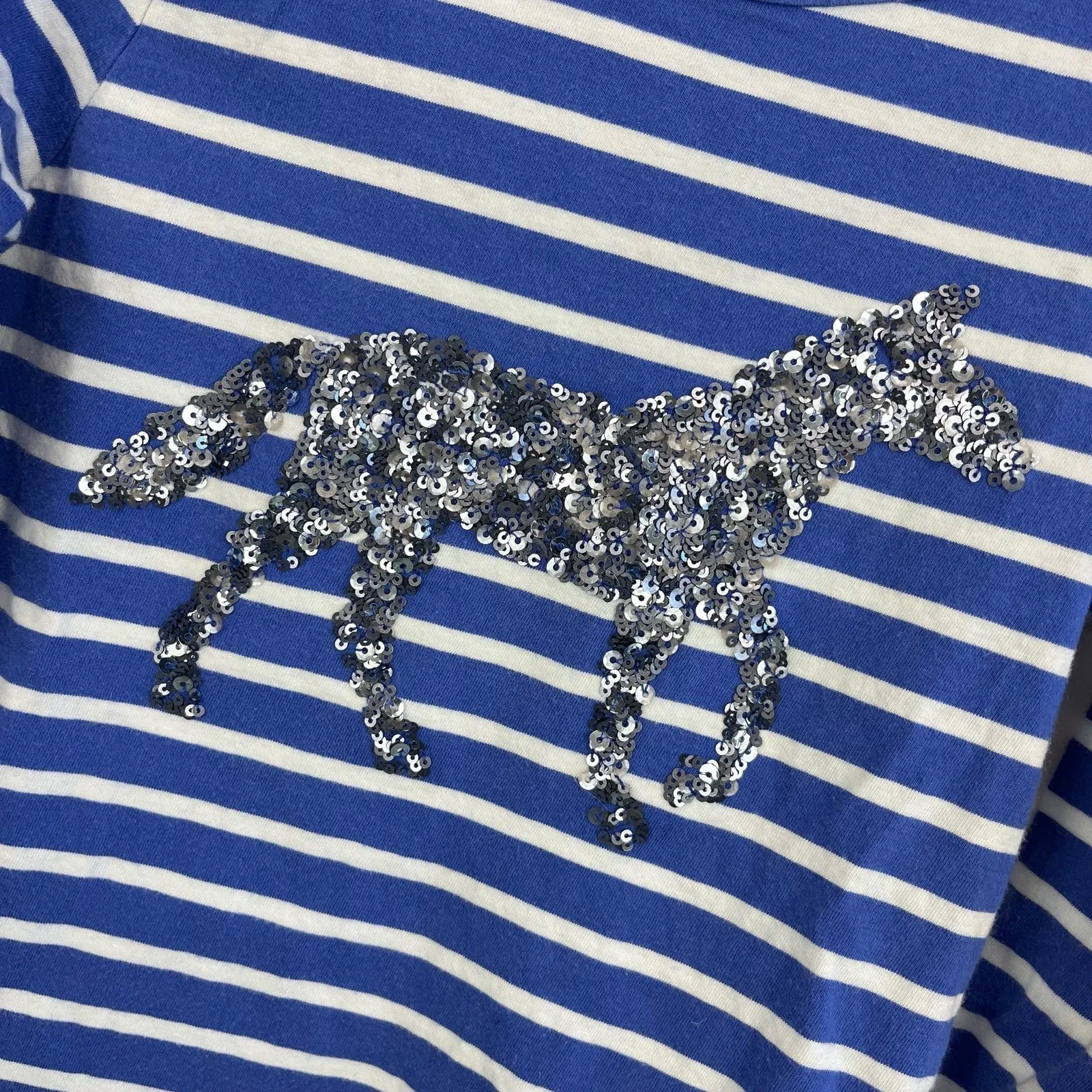 Trending Now Joules Sequin Blue Stripe Horse Shirt 7-8  Today Only!