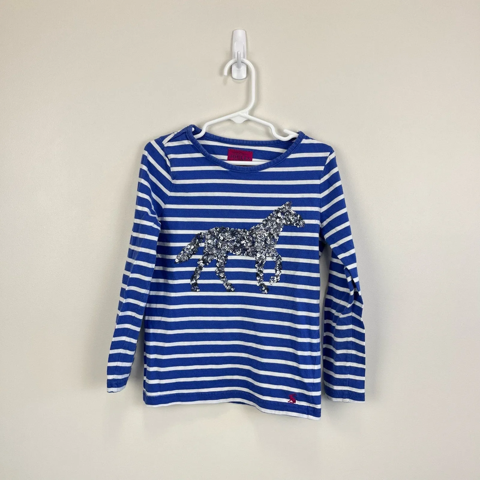 Trending Now Joules Sequin Blue Stripe Horse Shirt 7-8  Today Only!