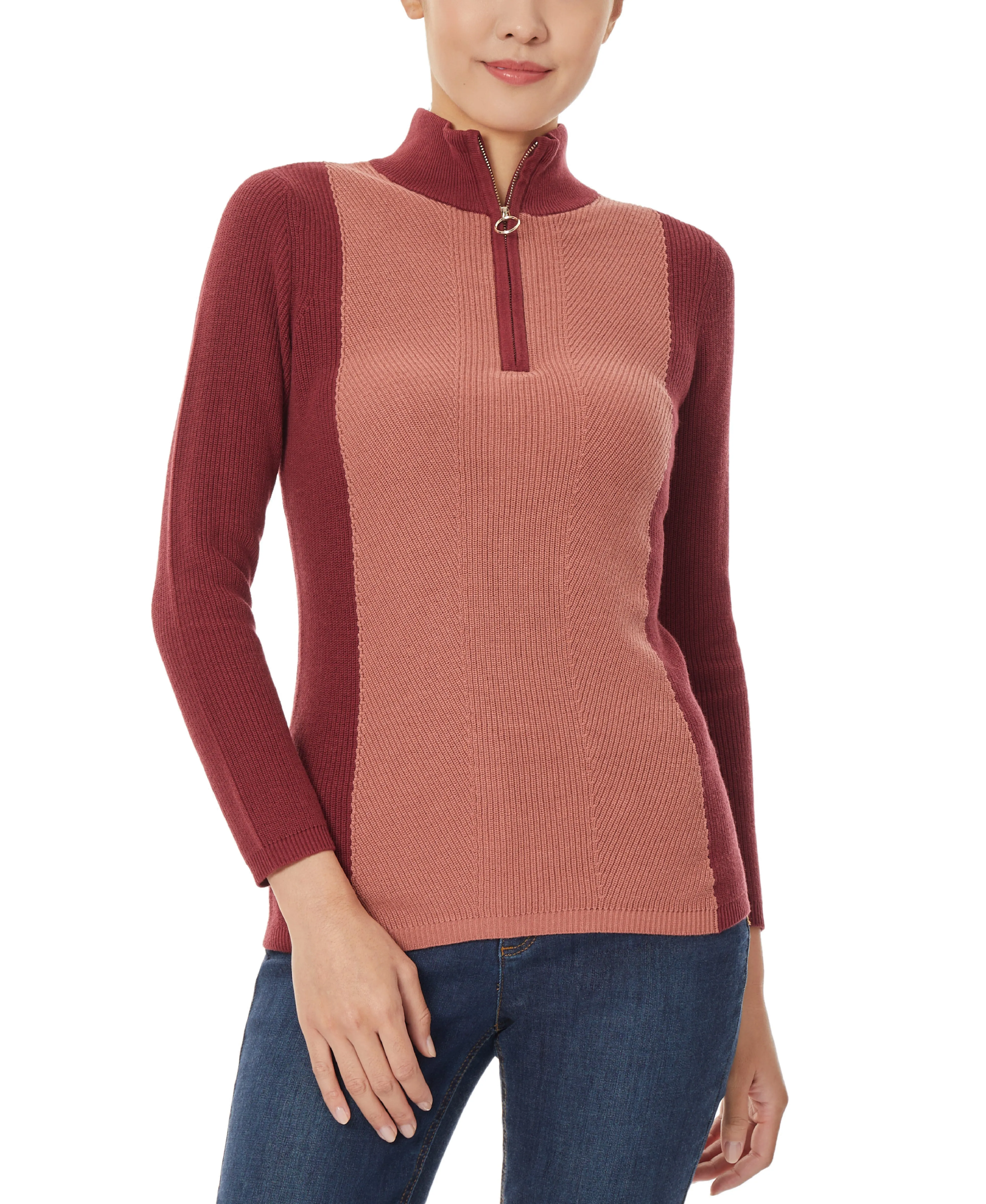 Trendy 2025 Colorblock Mock Neck Sweater  Limited Availability!