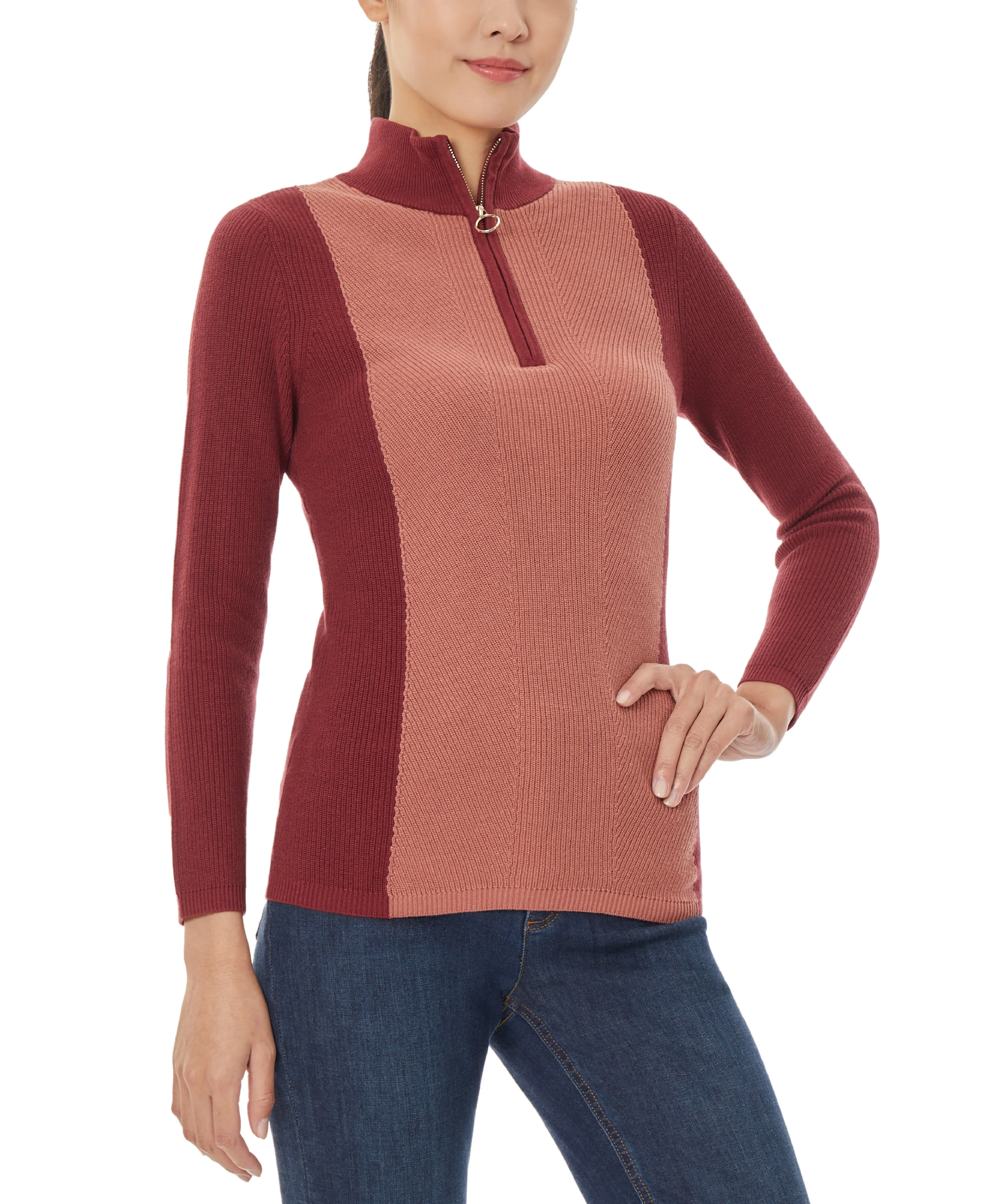 Trendy 2025 Colorblock Mock Neck Sweater  Limited Availability!