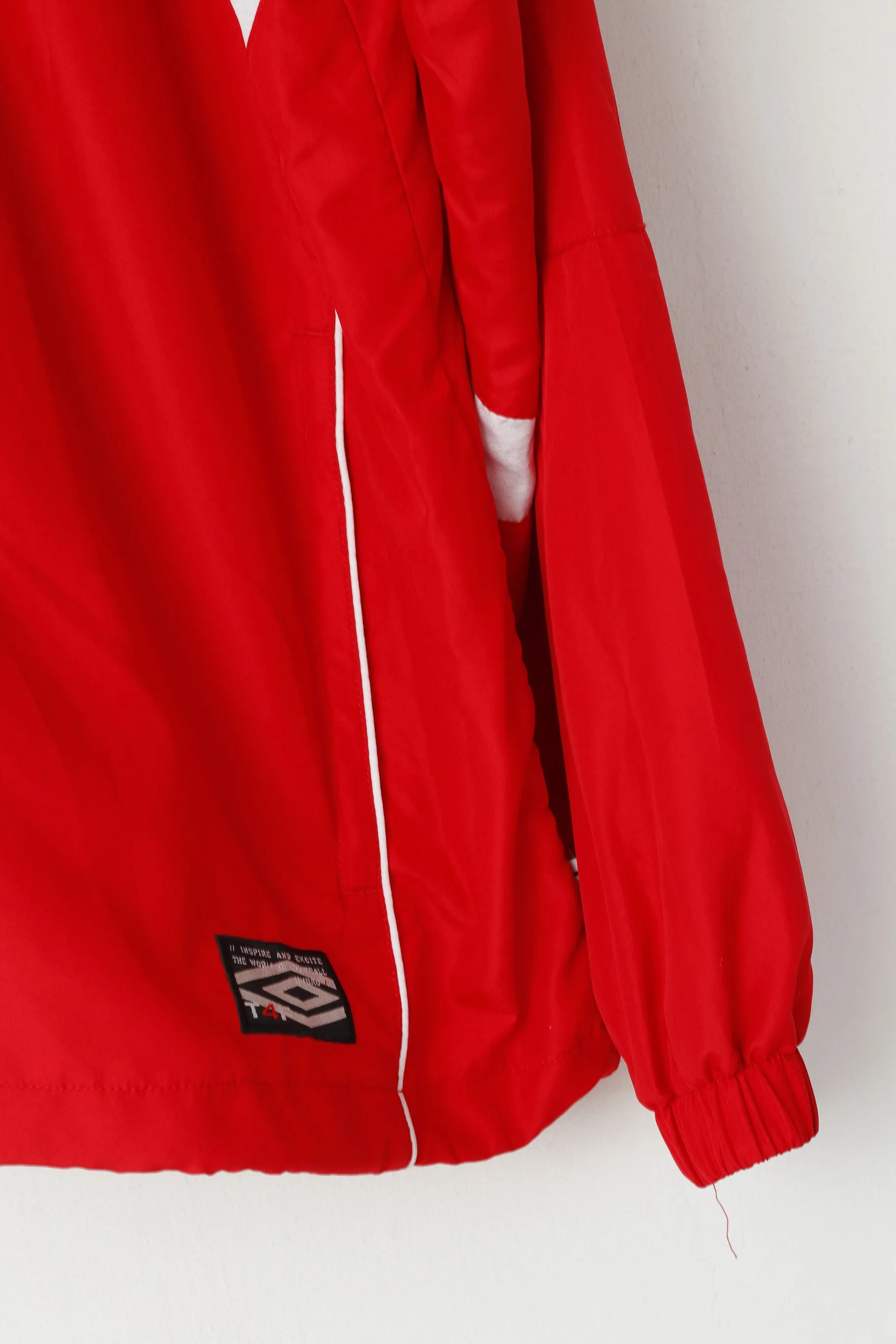 Umbro Men L Jacket Red T4F Activewear Bomber Lightweight Zip Up Sport Top