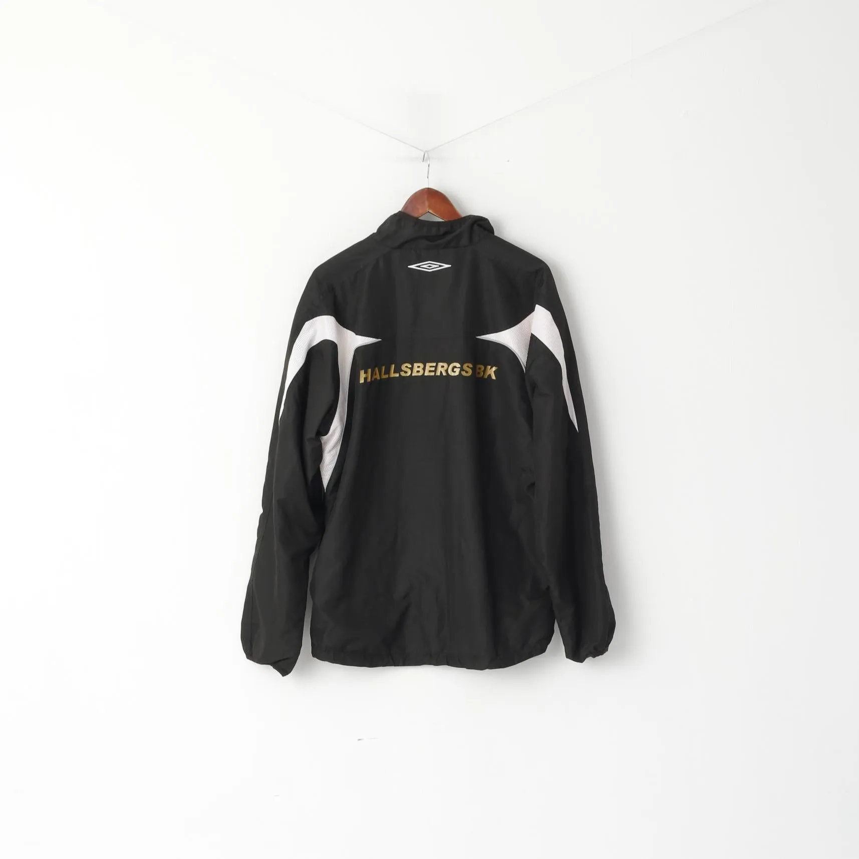 Umbro Men XL Pullover Jacket Black Hallsbergs Bollklubb Zip Neck Reflective Active Top