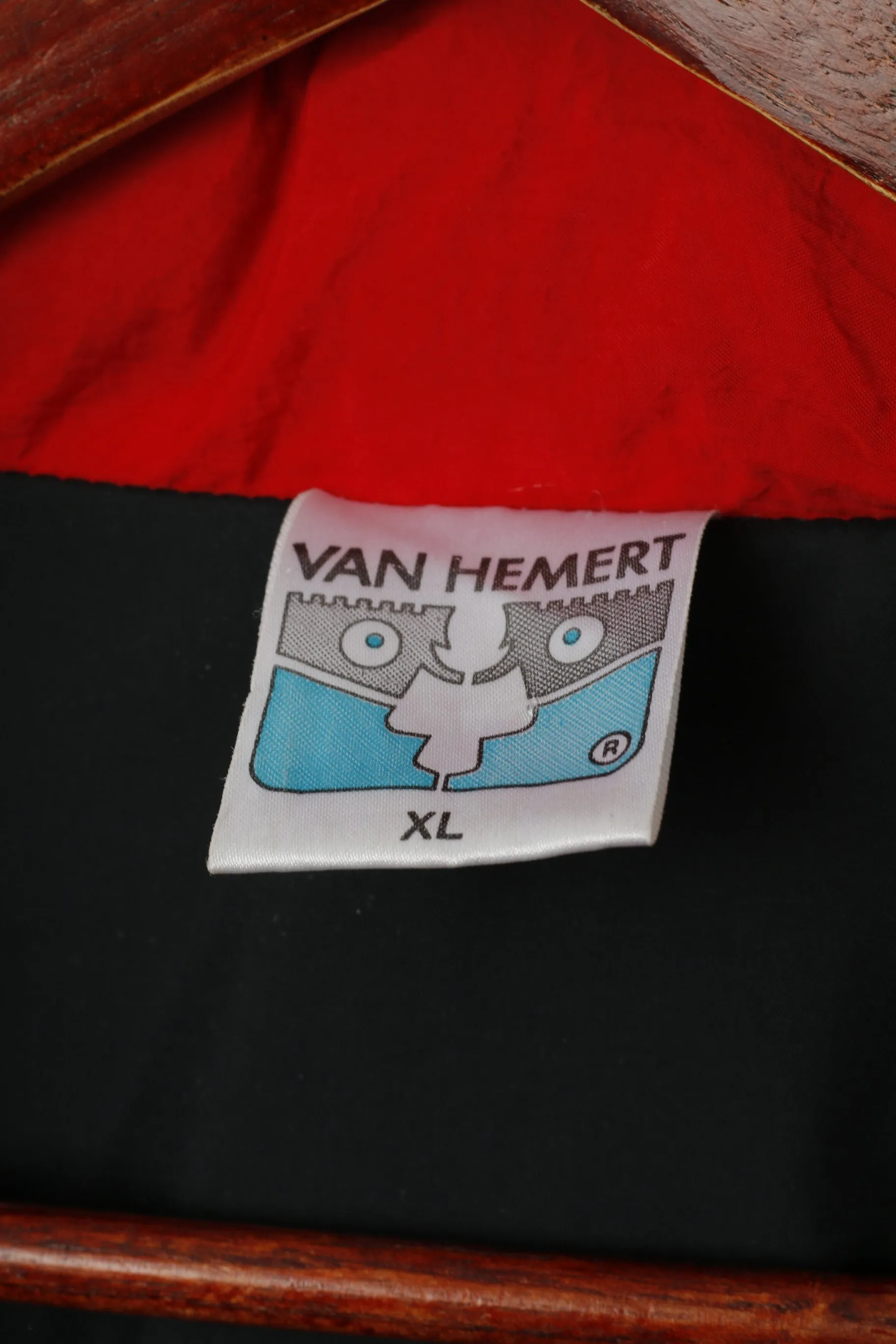 Van Hemert Men XL Jacket Navy Team Sport Padded Full Zipper Hidden Hood Top