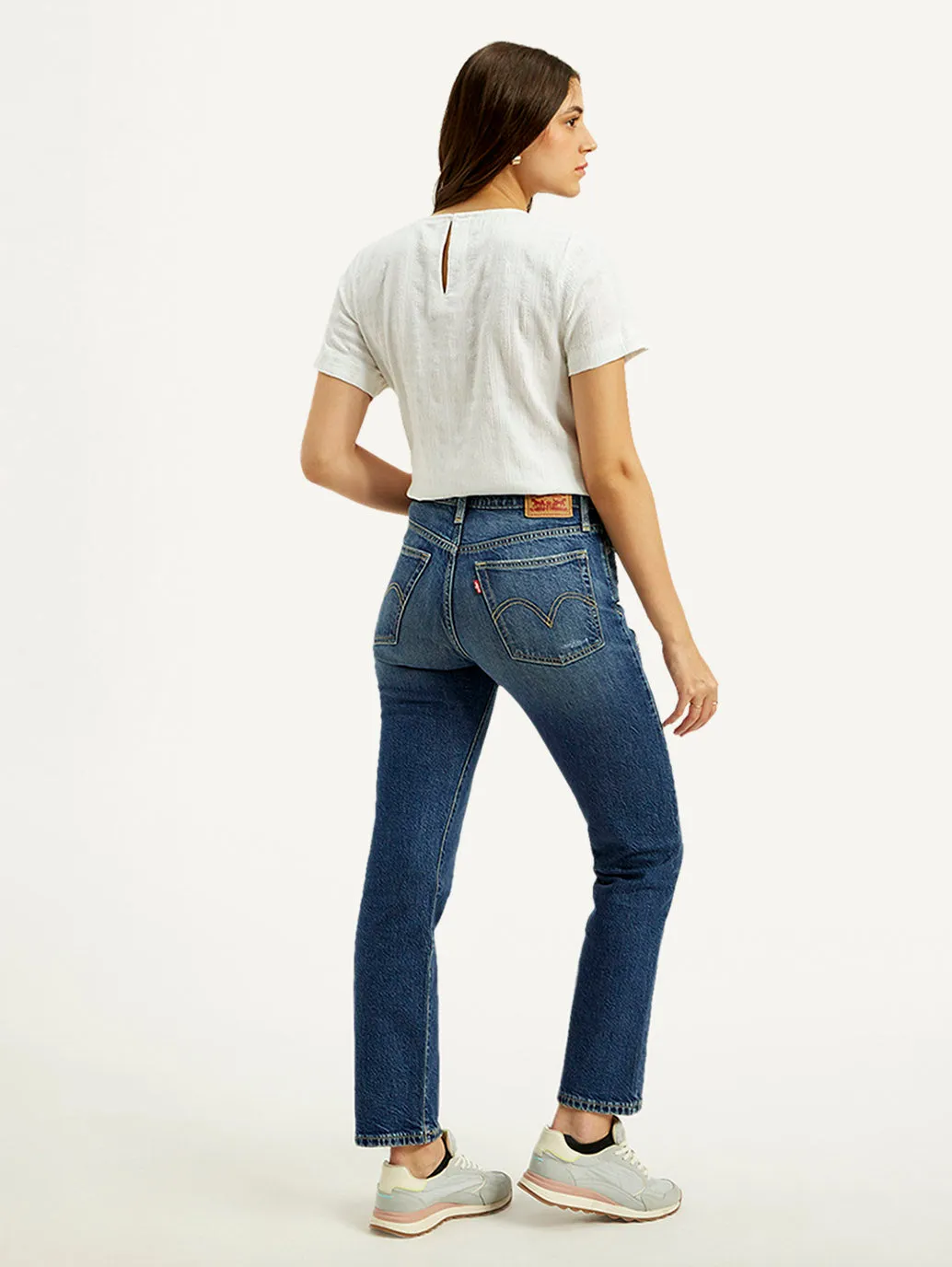 Women's Blue Straight Fit High Rise Jeans LEVI'S